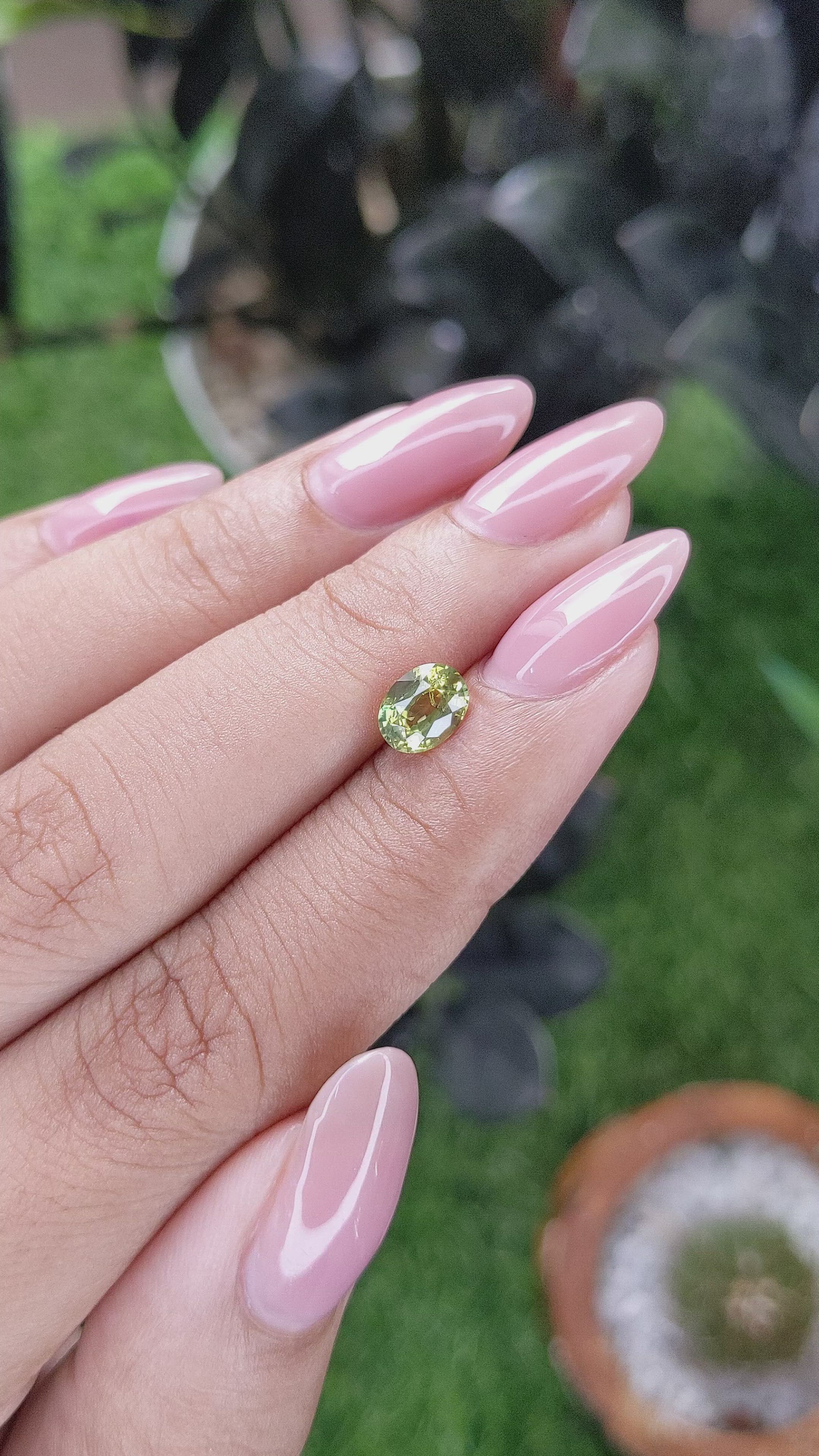 1.08 Ct. Yellowish Green Sapphire from Madagascar Size Video