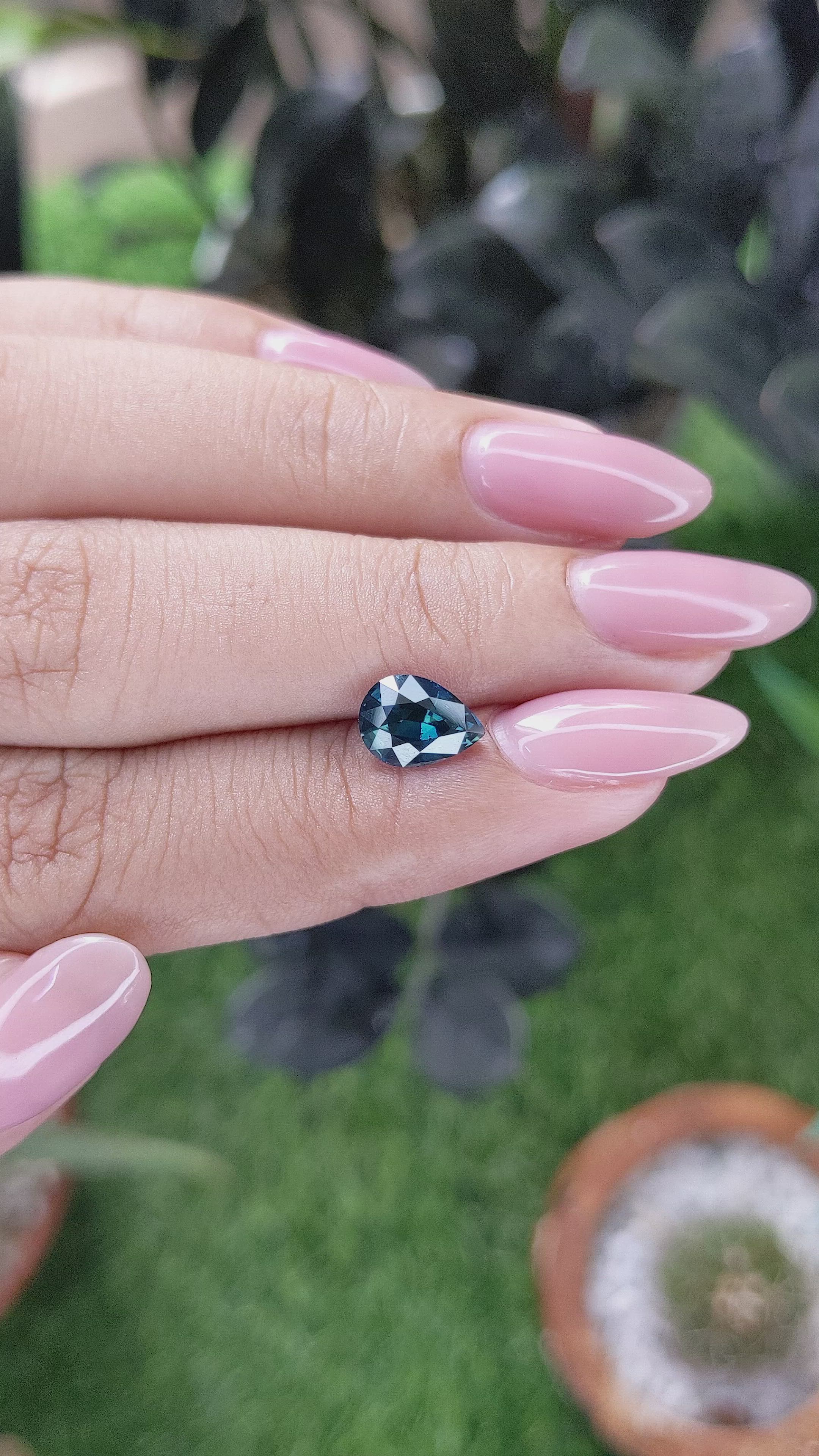 1.68 Ct. Greenish Blue Sapphire from Madagascar Size Video