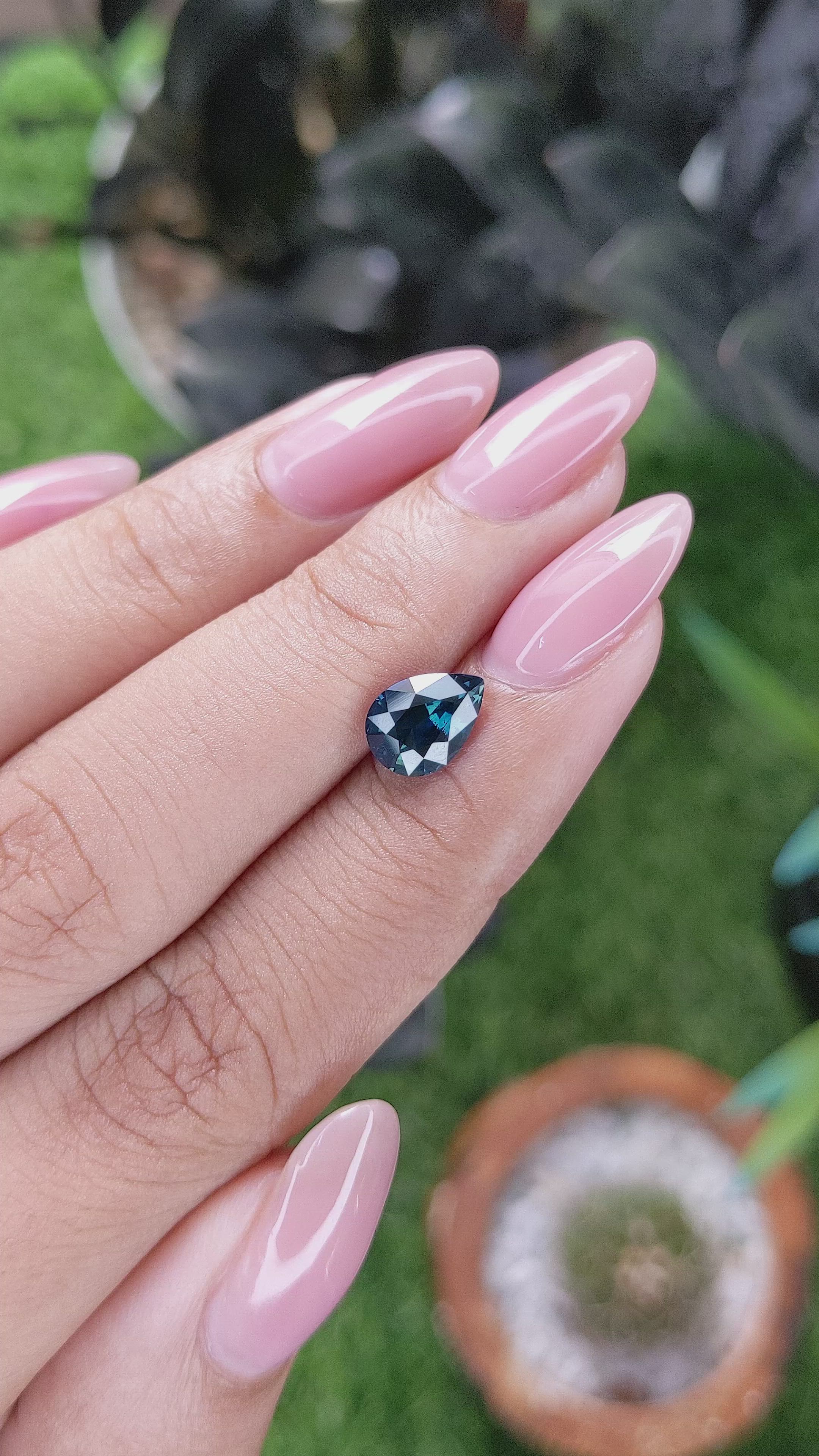 1.68 Ct. Greenish Blue Sapphire from Madagascar Size Video