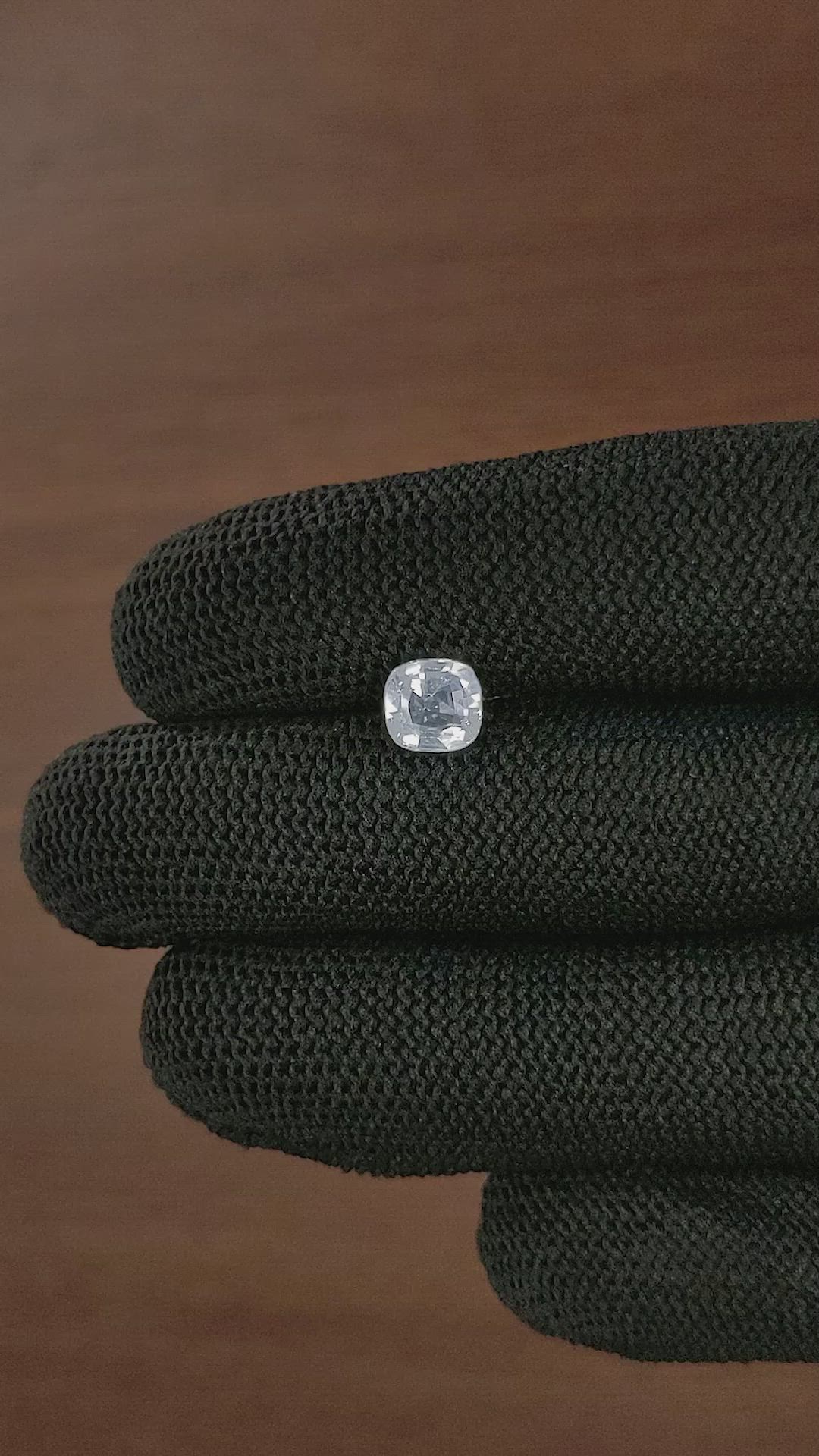 1.82 Ct. White Sapphire from Ceylon (Sri Lanka) Size Video