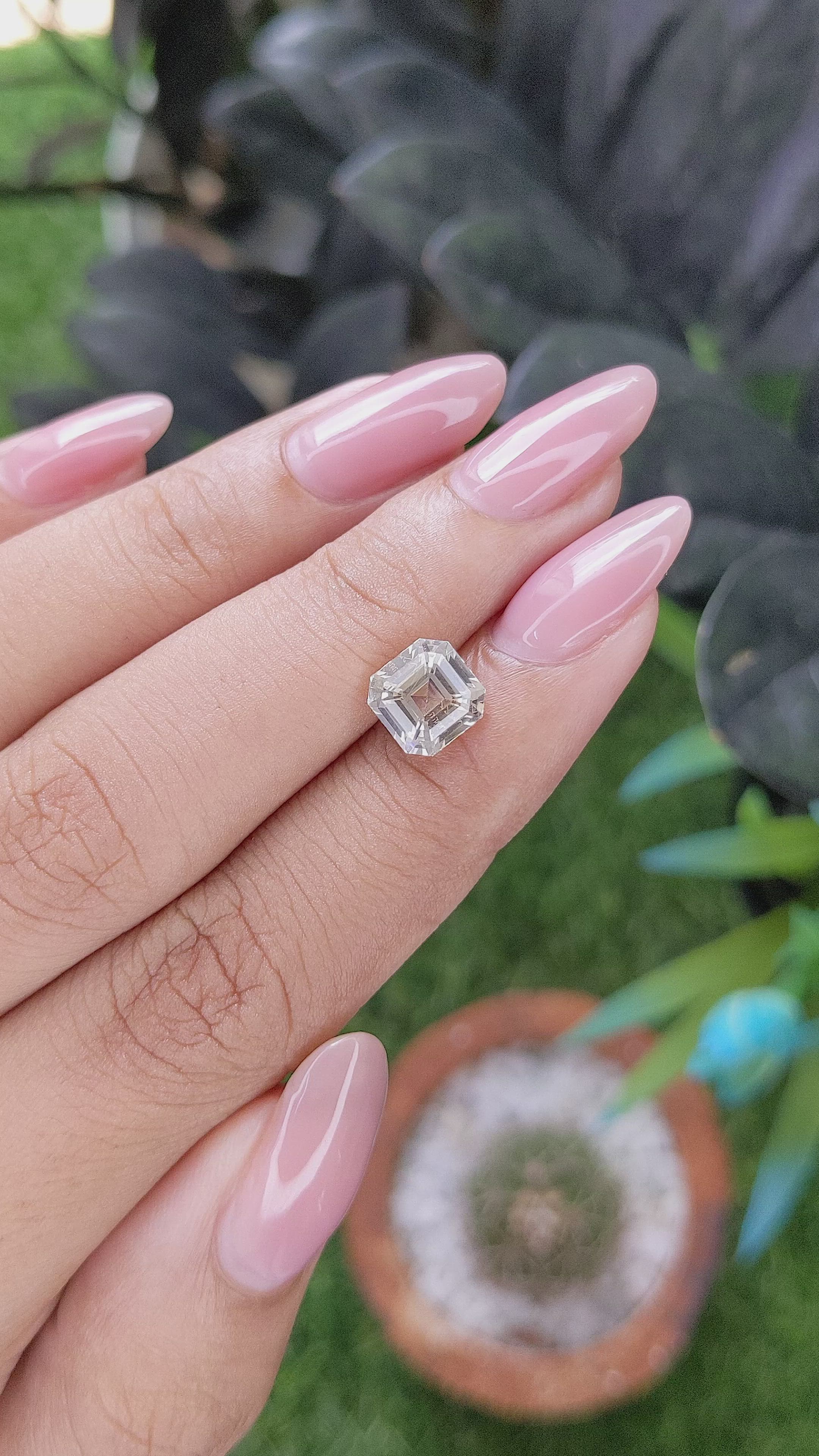 2.54 Ct. White Sapphire from Ceylon (Sri Lanka) Size Video