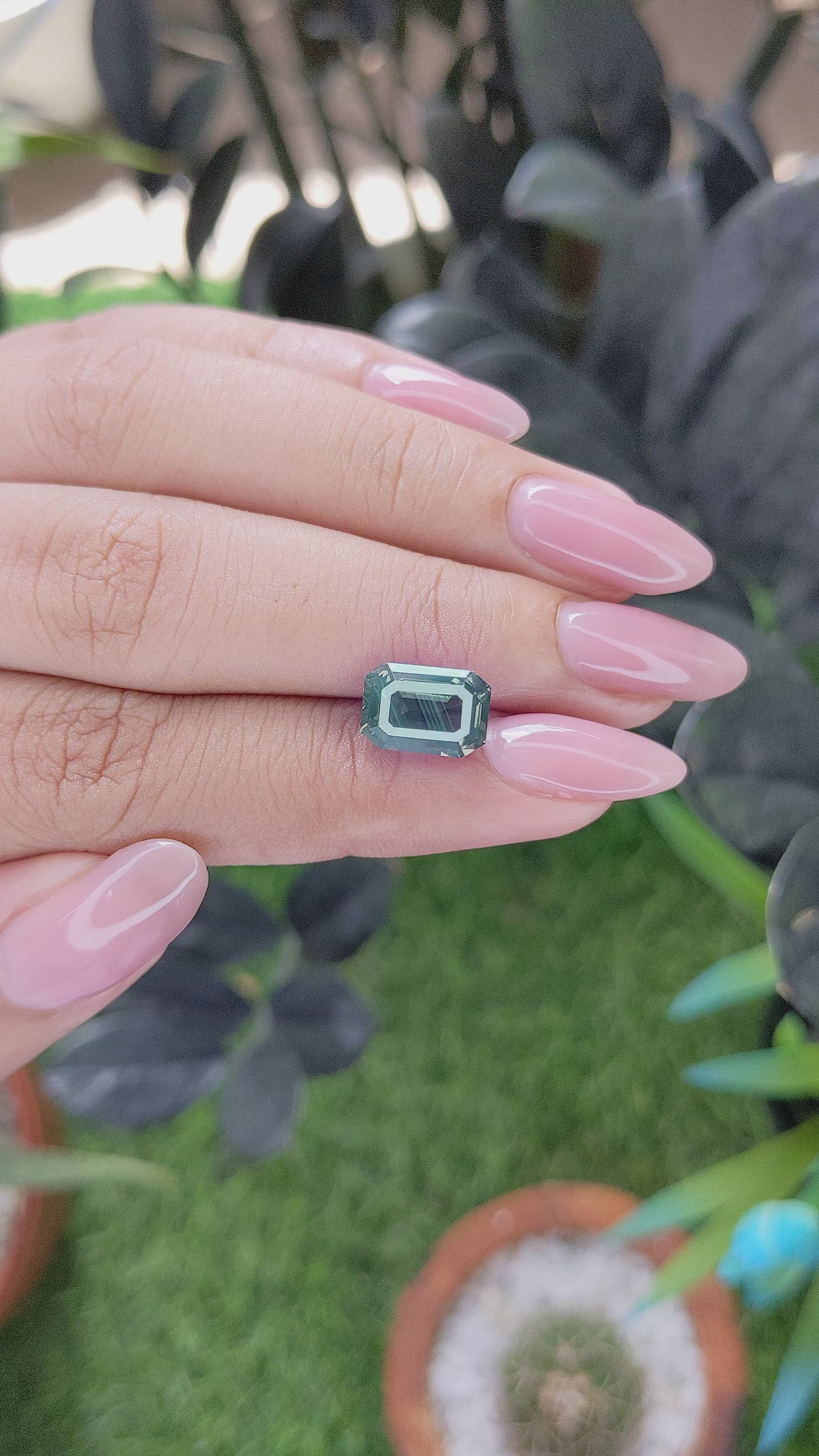 4.53 Ct. Bluish Green Sapphire from Madagascar Size Video