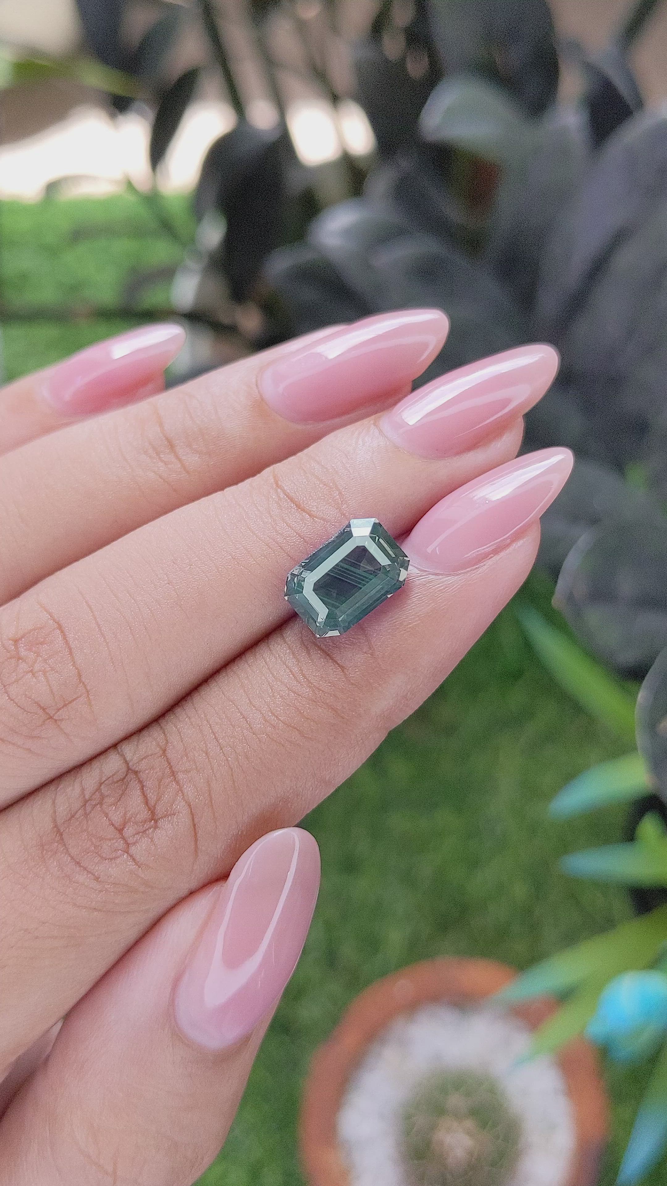 4.53 Ct. Bluish Green Sapphire from Madagascar Size Video