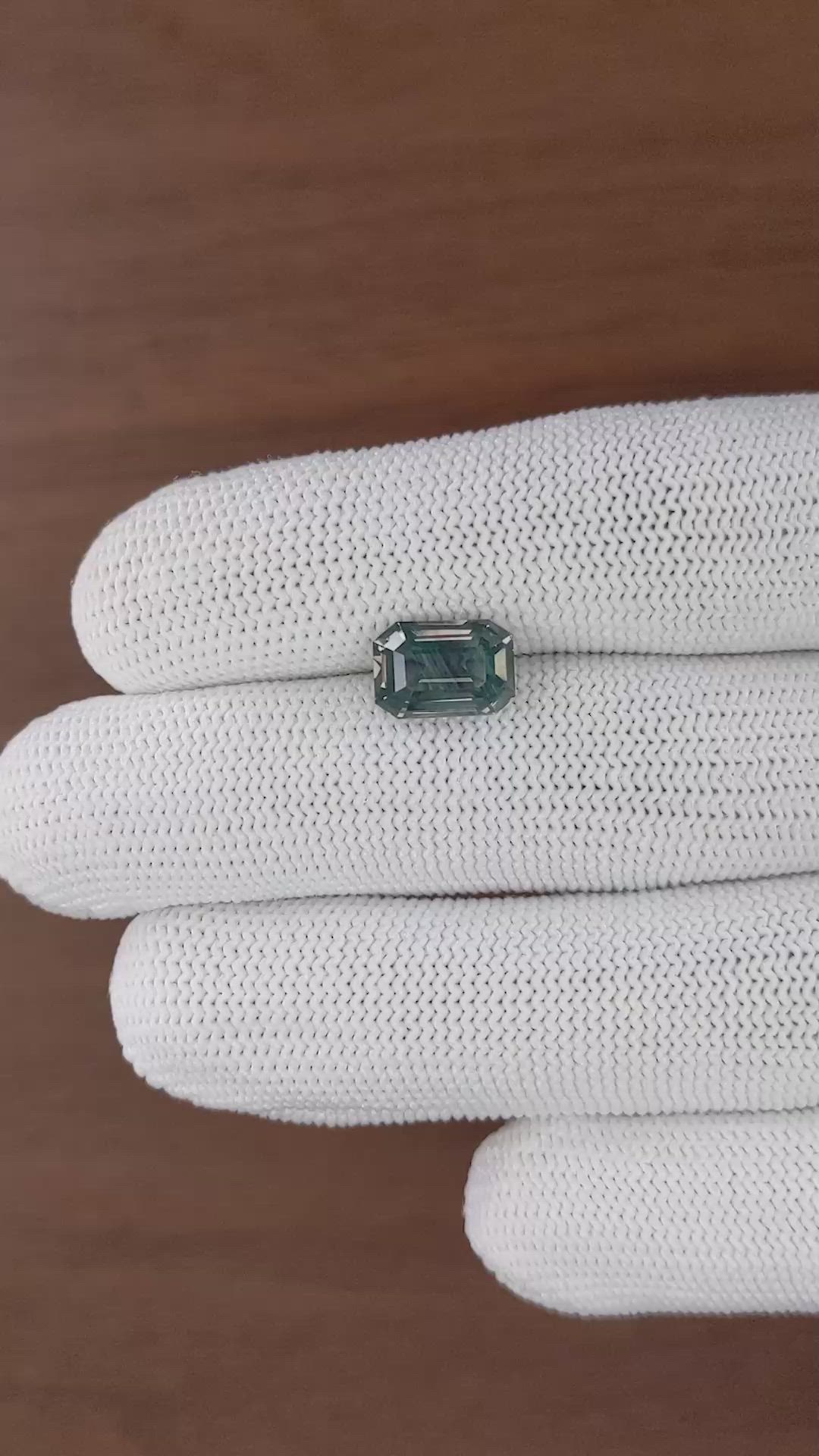 4.53 Ct. Bluish Green Sapphire from Madagascar Size Video