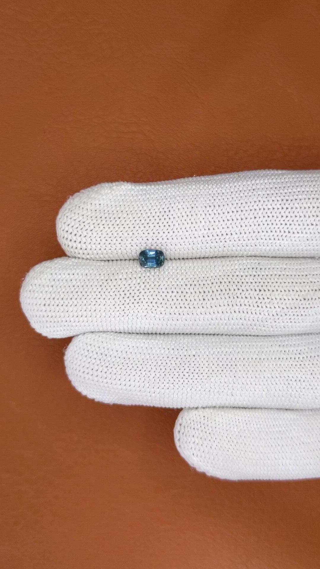0.60 Ct. Greenish Blue Sapphire from Ceylon (Sri Lanka) Size Video