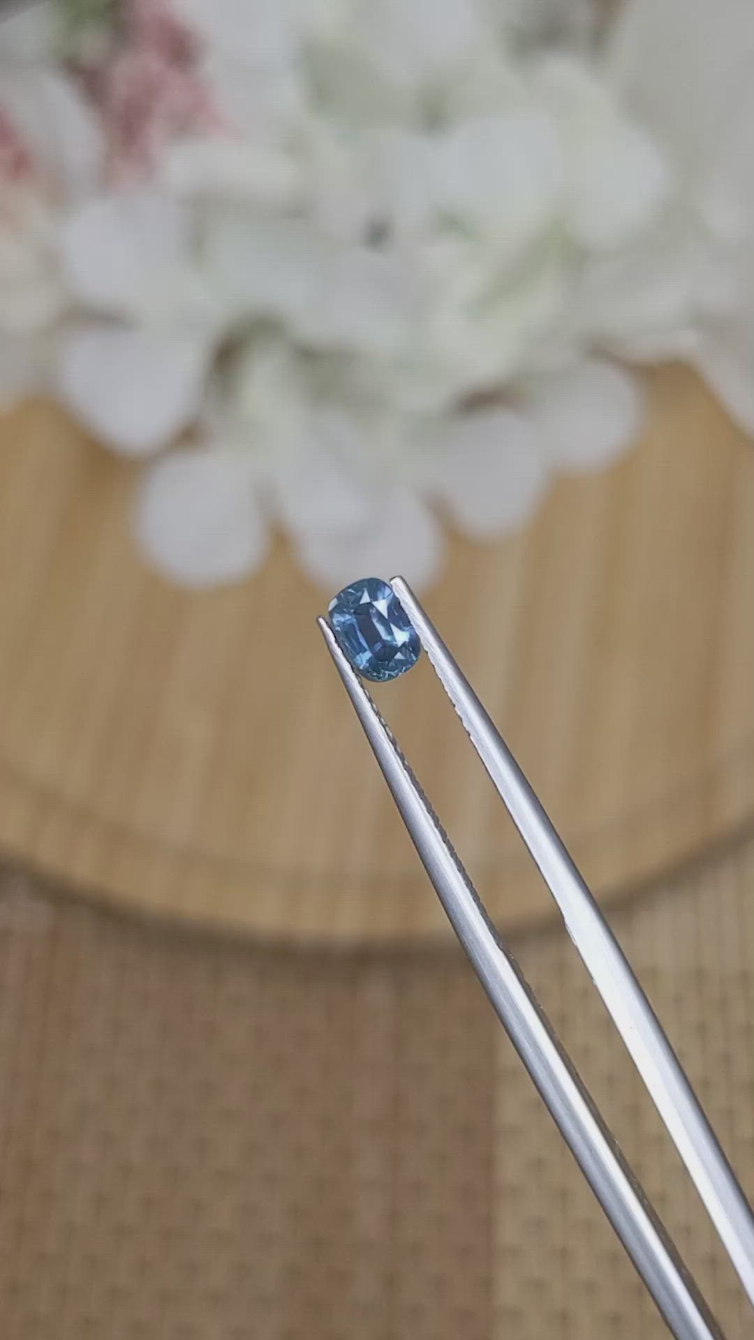 0.60 Ct. Greenish Blue Sapphire from Ceylon (Sri Lanka) Size Video