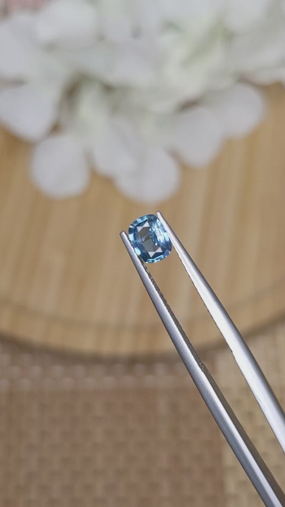 0.63 Ct. Greenish Blue Sapphire from Ceylon (Sri Lanka) Size Video