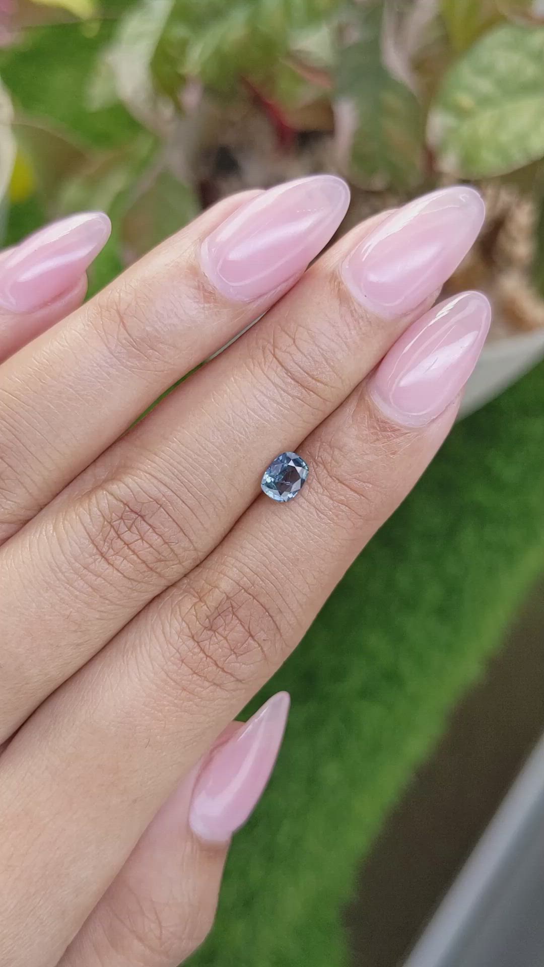 0.63 Ct. Greenish Blue Sapphire from Ceylon (Sri Lanka) Size Video