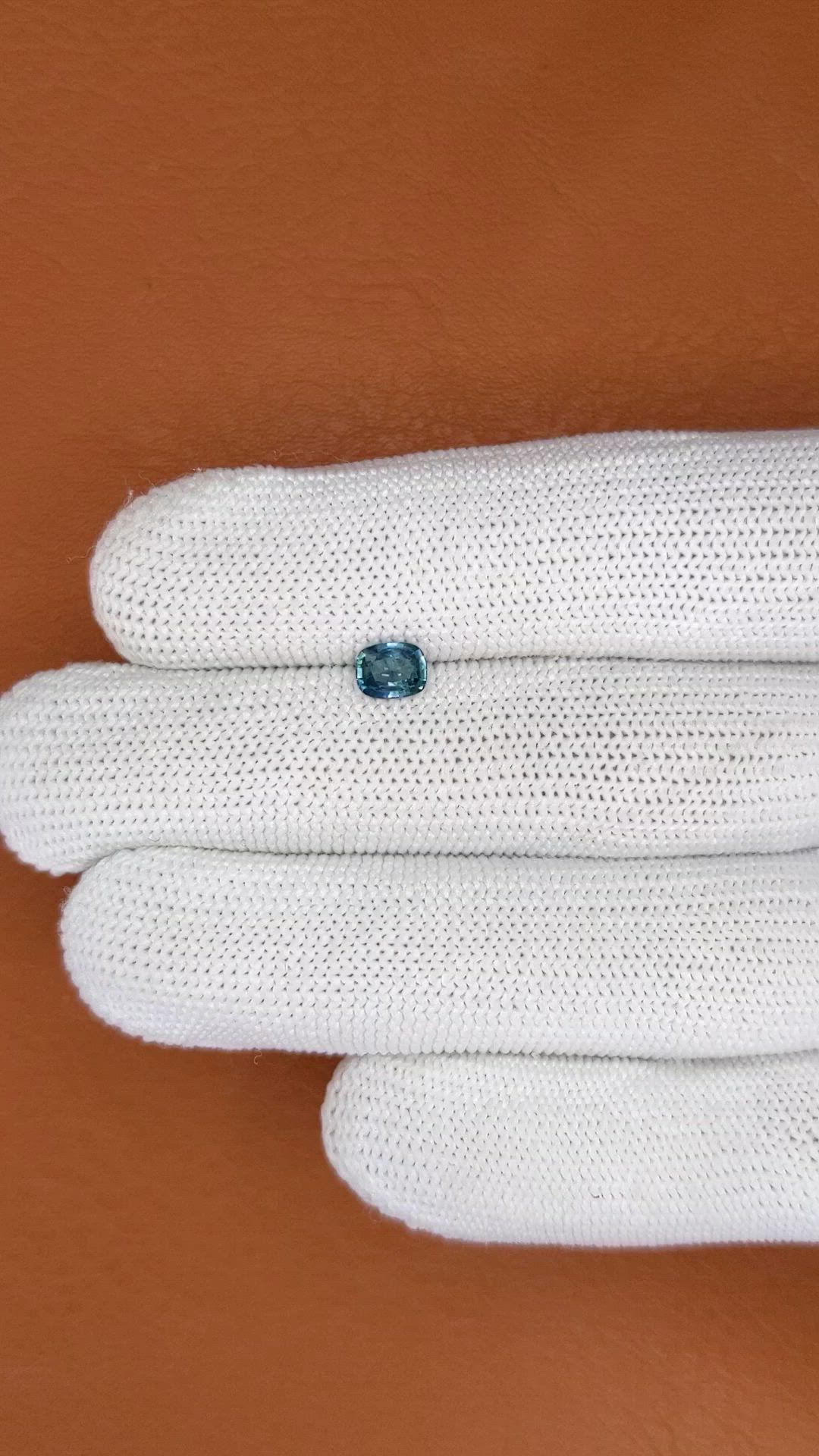 0.63 Ct. Greenish Blue Sapphire from Ceylon (Sri Lanka) Size Video