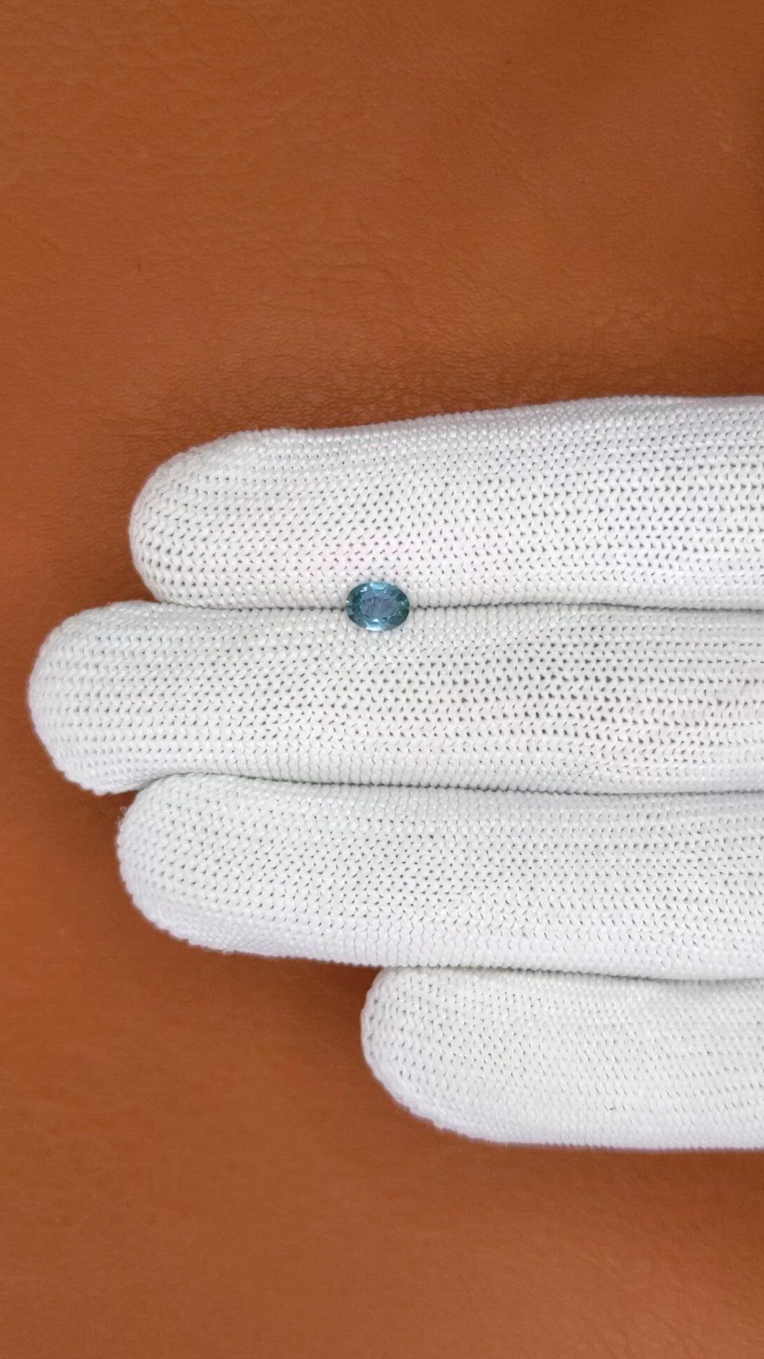 0.50 Ct. Greenish Blue Sapphire from Ceylon (Sri Lanka) Size Video