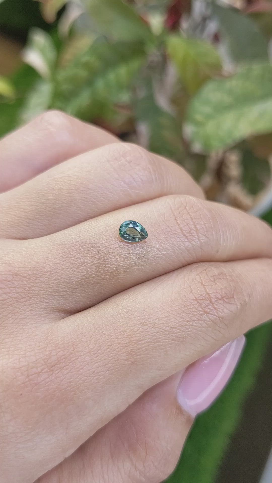 0.56 Ct. Bluish Green Sapphire from Ceylon (Sri Lanka) Size Video