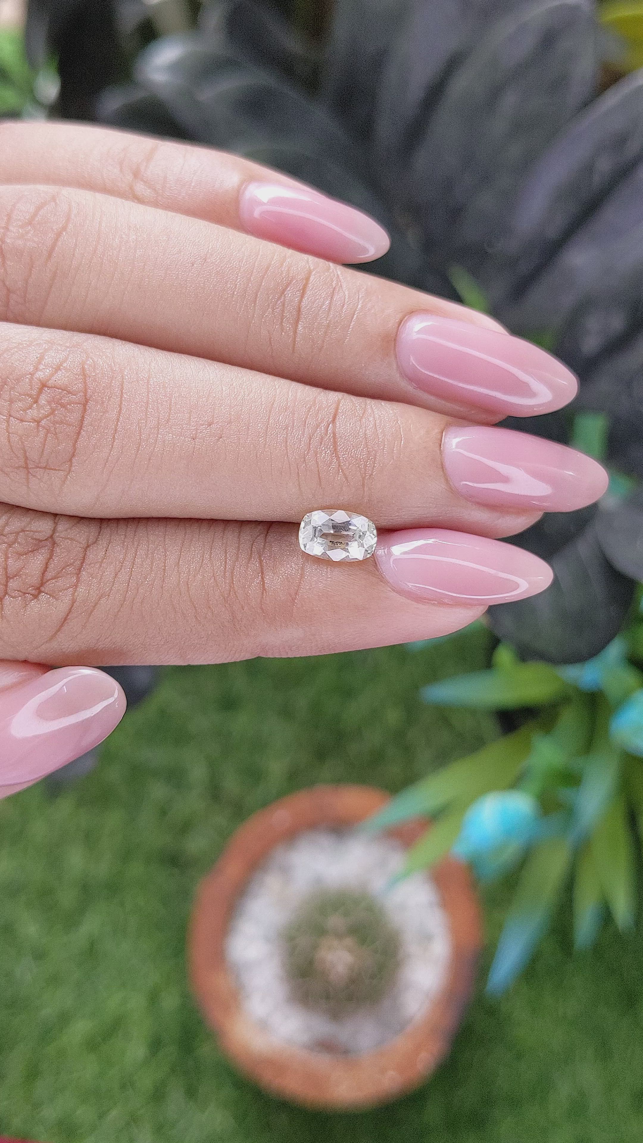 1.07 Ct. White Sapphire from Ceylon (Sri Lanka) Size Video