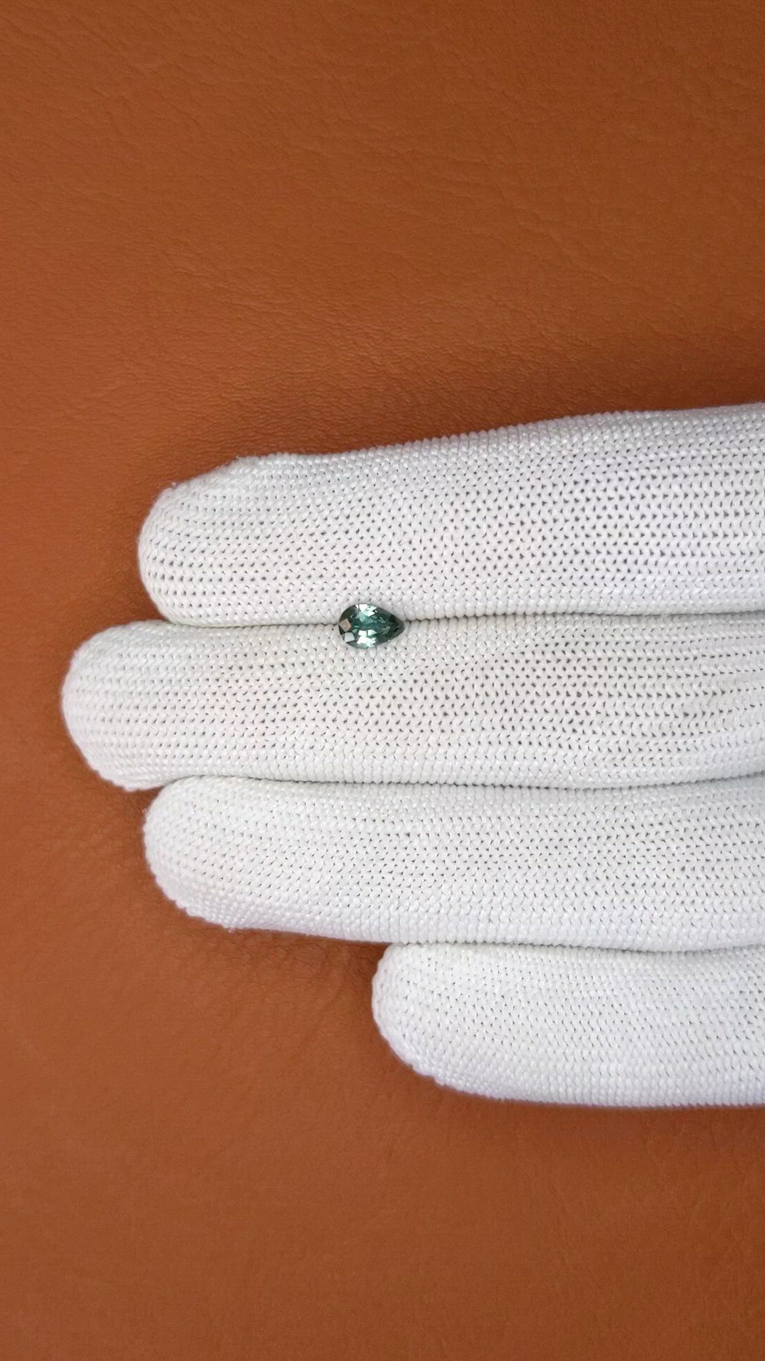 0.65 Ct. Greenish Blue Sapphire from Ceylon (Sri Lanka) Size Video
