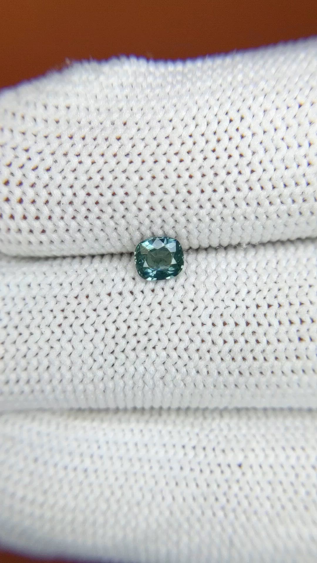 0.38 Ct. Greenish Blue Sapphire from Ceylon (Sri Lanka) Size Video