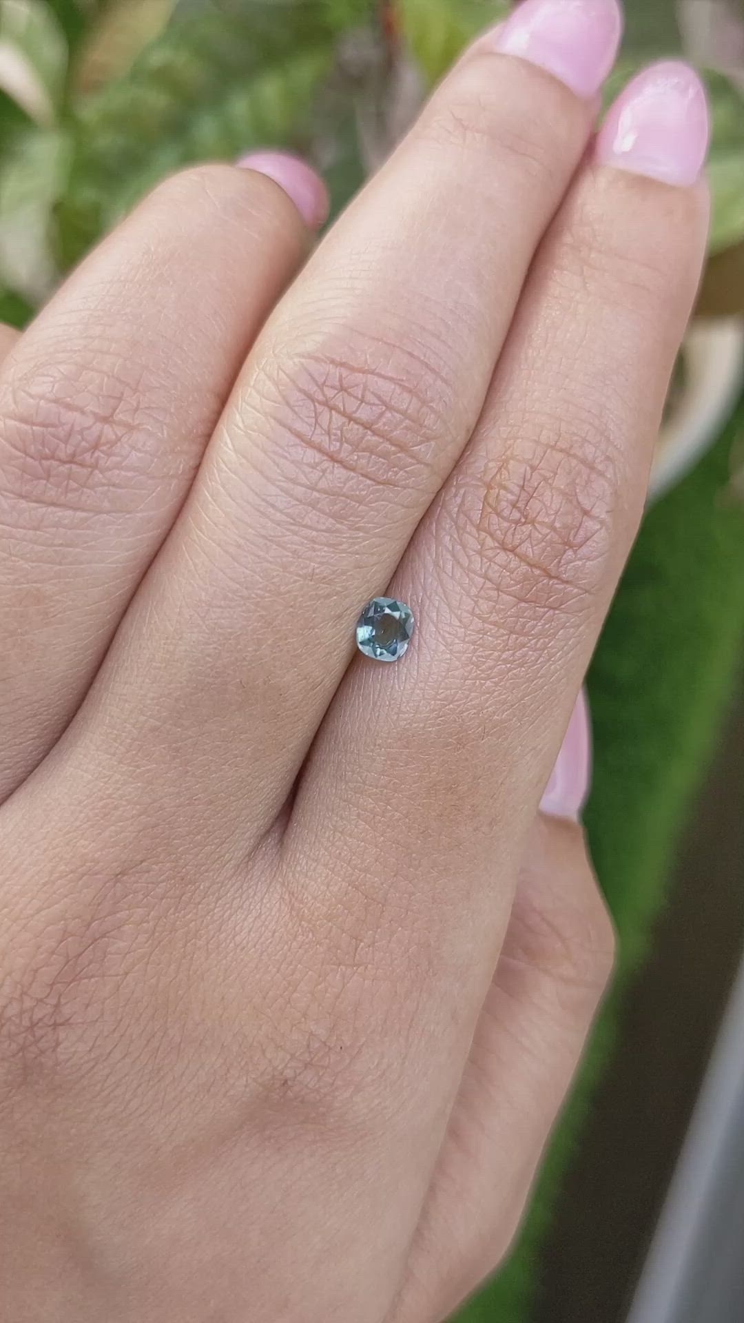 0.38 Ct. Greenish Blue Sapphire from Ceylon (Sri Lanka) Size Video
