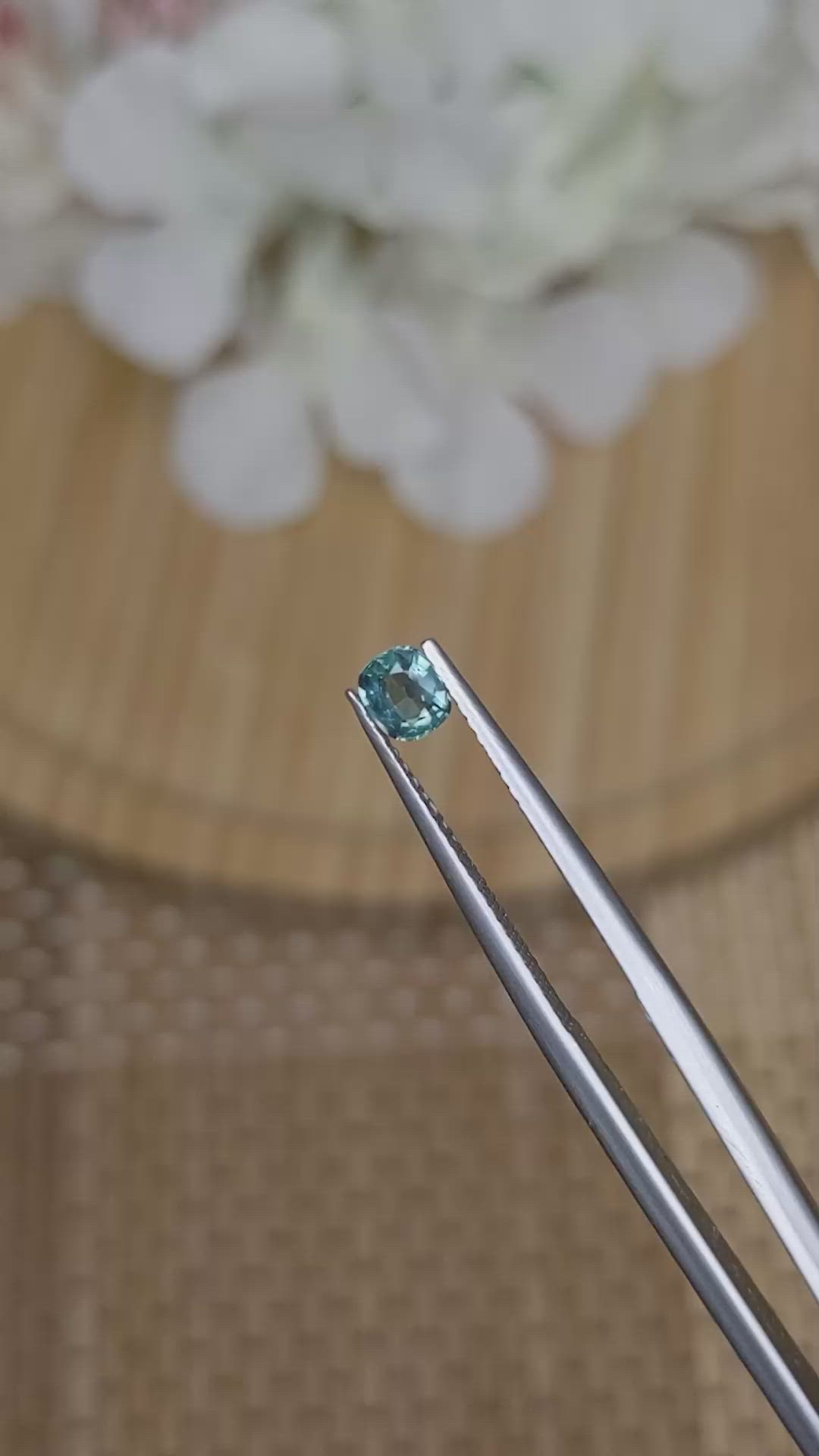 0.38 Ct. Greenish Blue Sapphire from Ceylon (Sri Lanka) Size Video