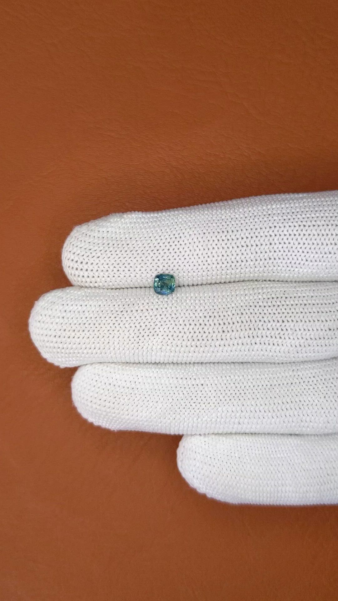 0.48 Ct. Greenish Blue Sapphire from Ceylon (Sri Lanka) Size Video
