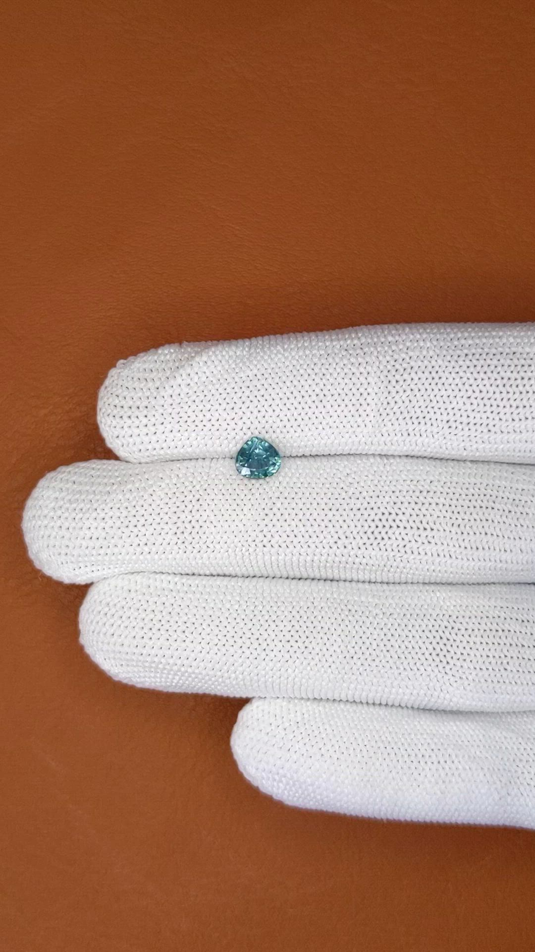 0.89 Ct. Bluish Green Sapphire from Ceylon (Sri Lanka) Size Video