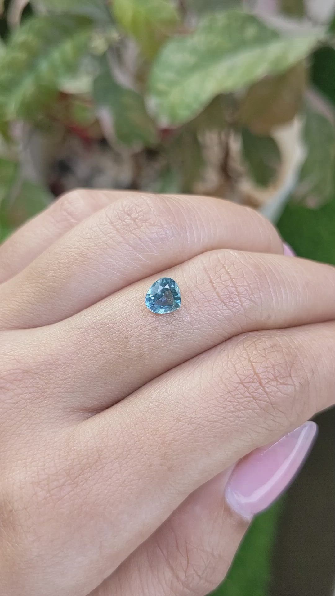 0.89 Ct. Bluish Green Sapphire from Ceylon (Sri Lanka) Size Video