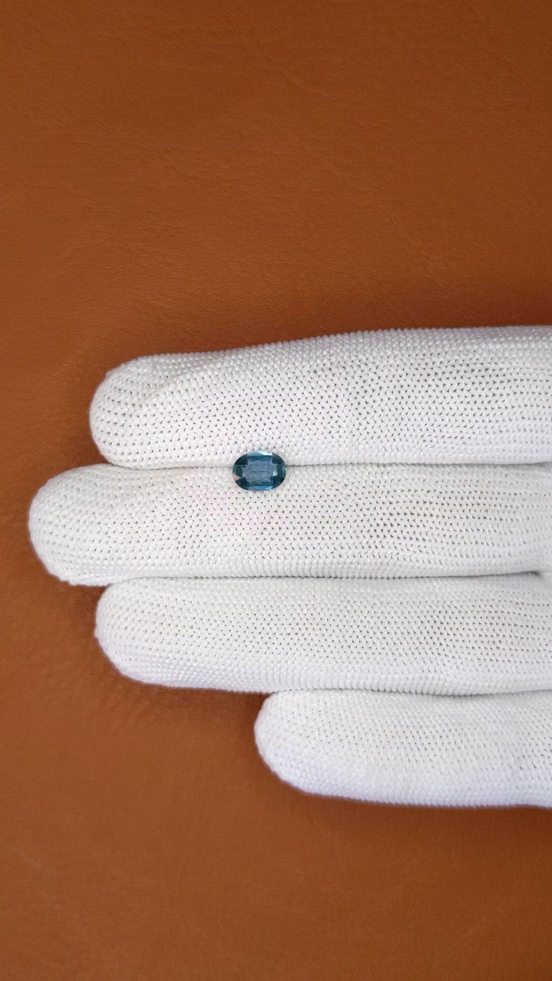 0.91 Ct. Greenish Blue Sapphire from Ceylon (Sri Lanka) Size Video