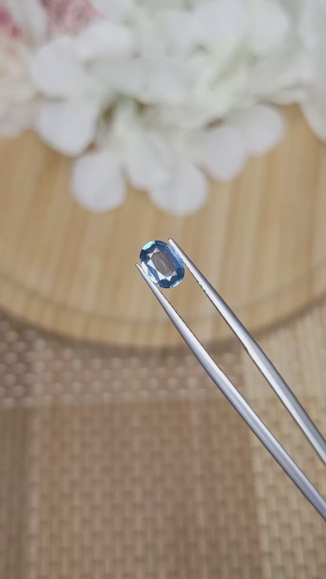 0.91 Ct. Greenish Blue Sapphire from Ceylon (Sri Lanka) Size Video