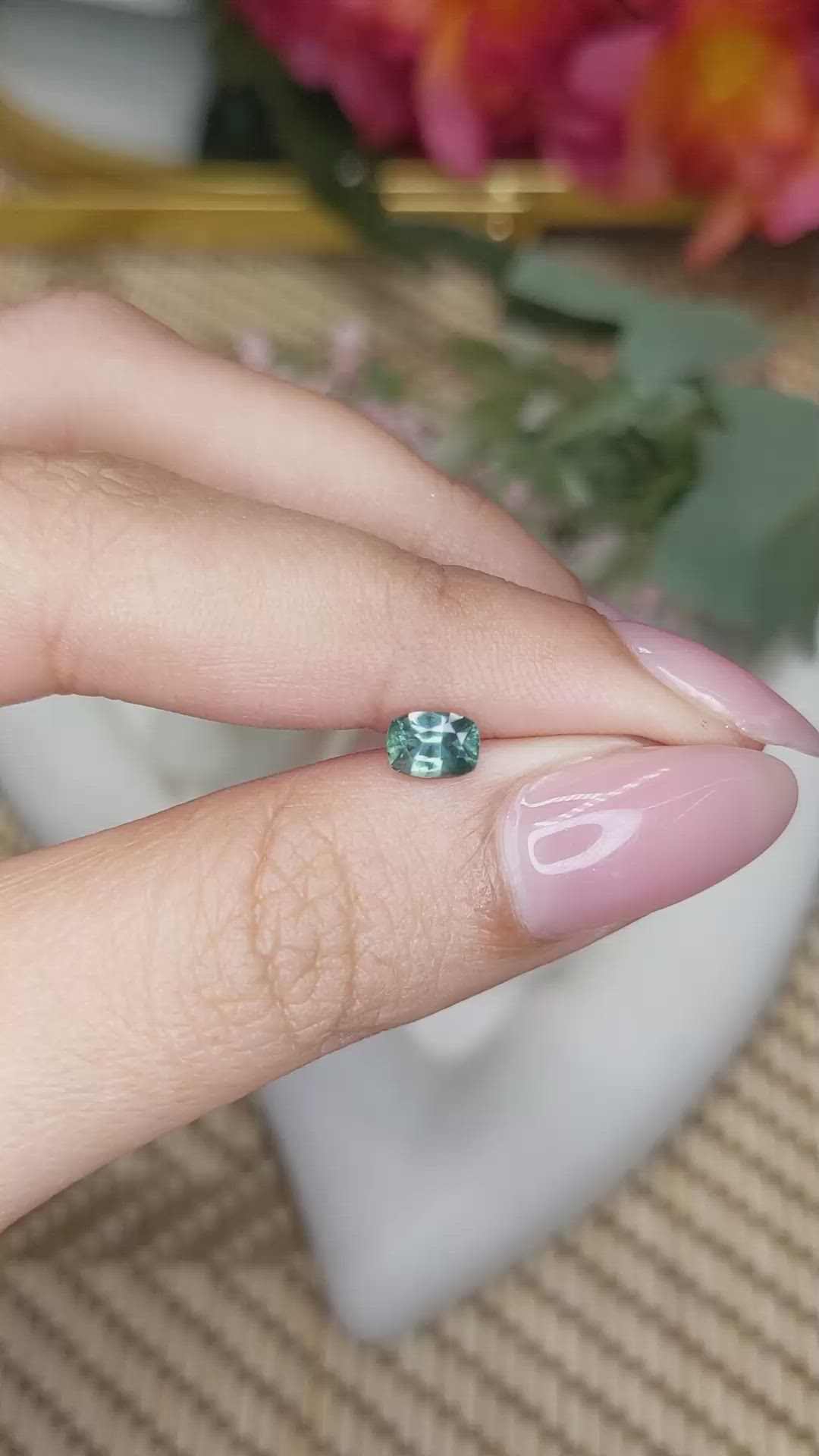 0.66 Ct. Bluish Green Sapphire from Ceylon (Sri Lanka) Size Video
