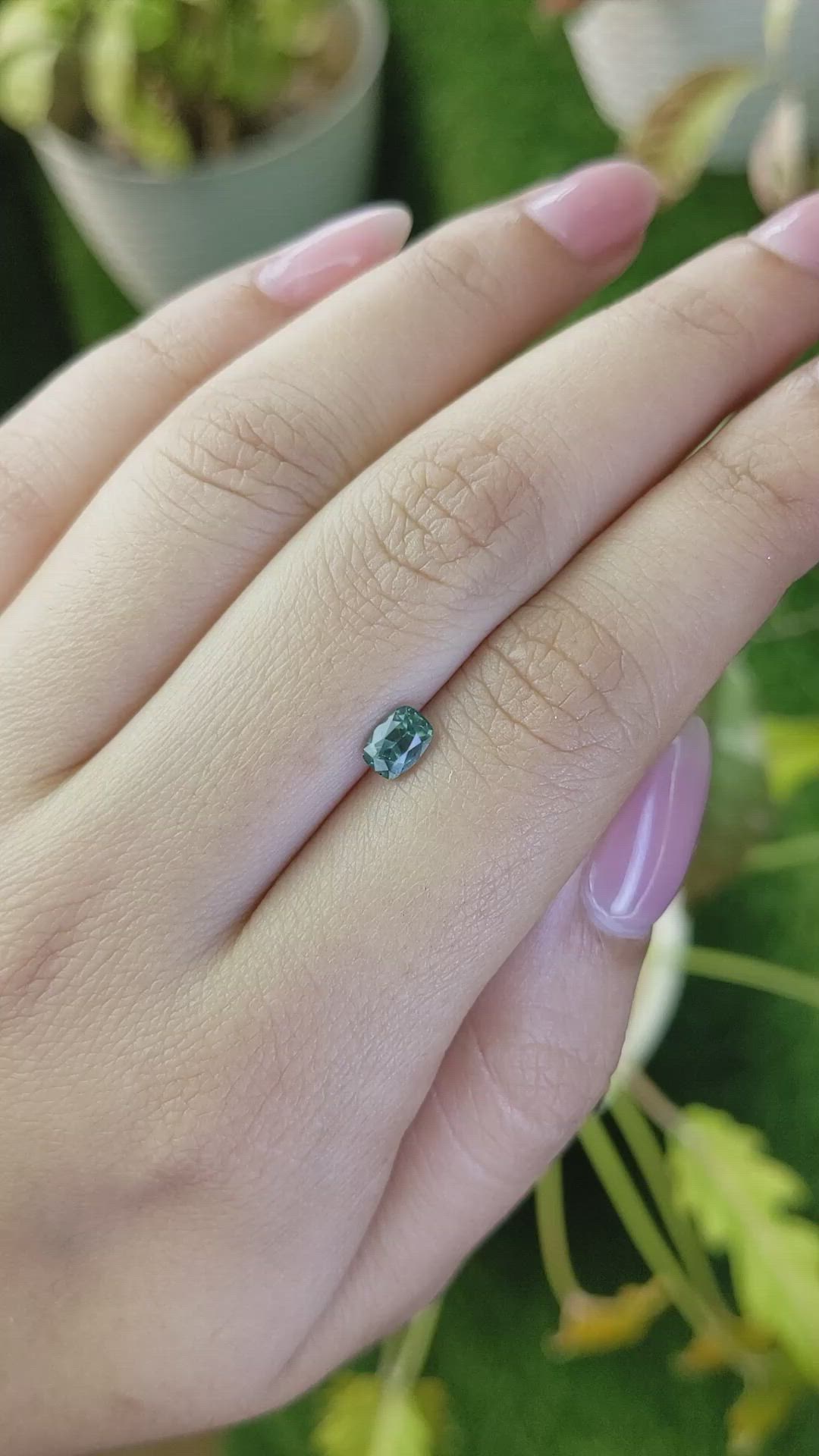 0.66 Ct. Bluish Green Sapphire from Ceylon (Sri Lanka) Size Video
