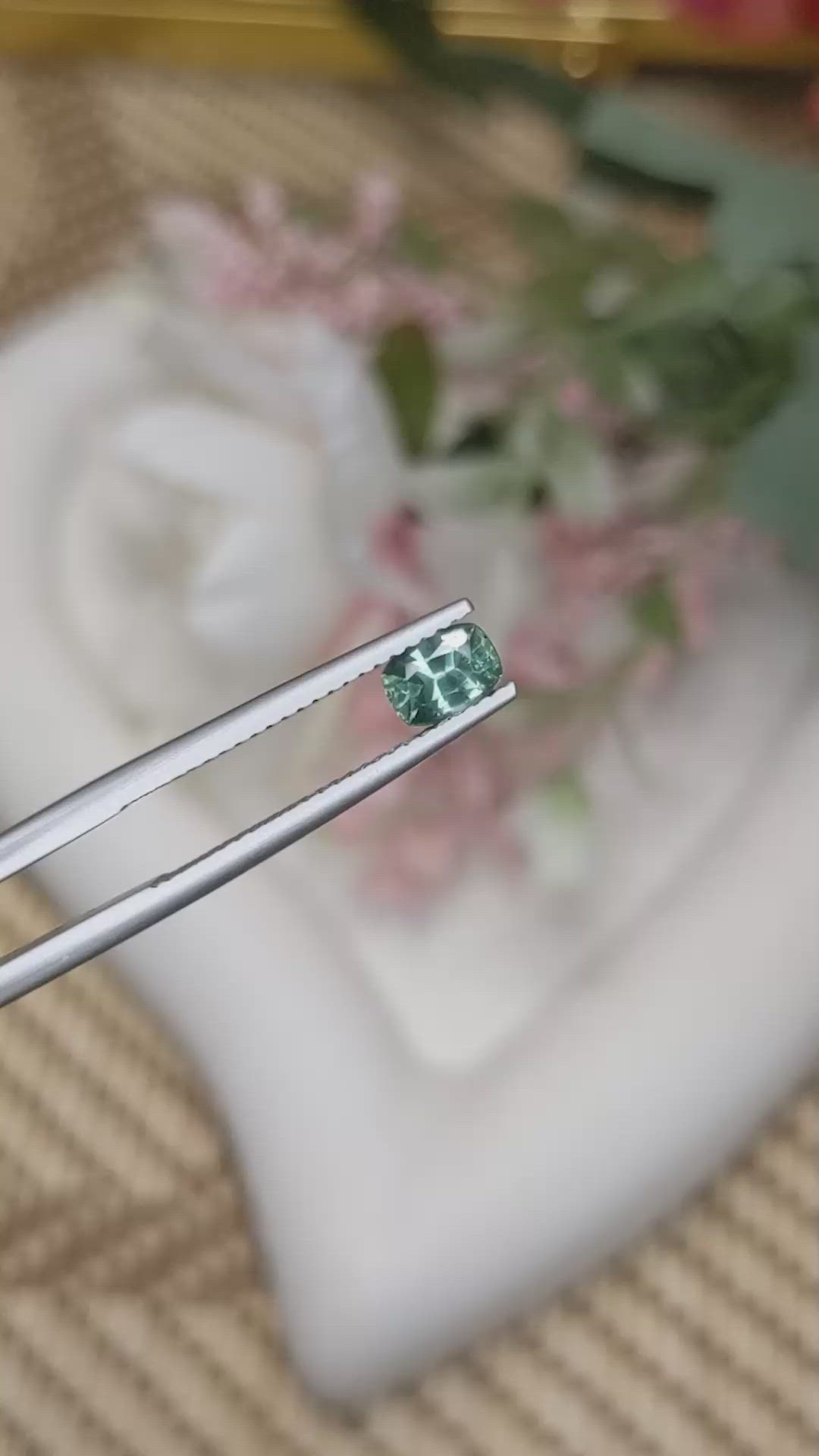 0.66 Ct. Bluish Green Sapphire from Ceylon (Sri Lanka) Size Video