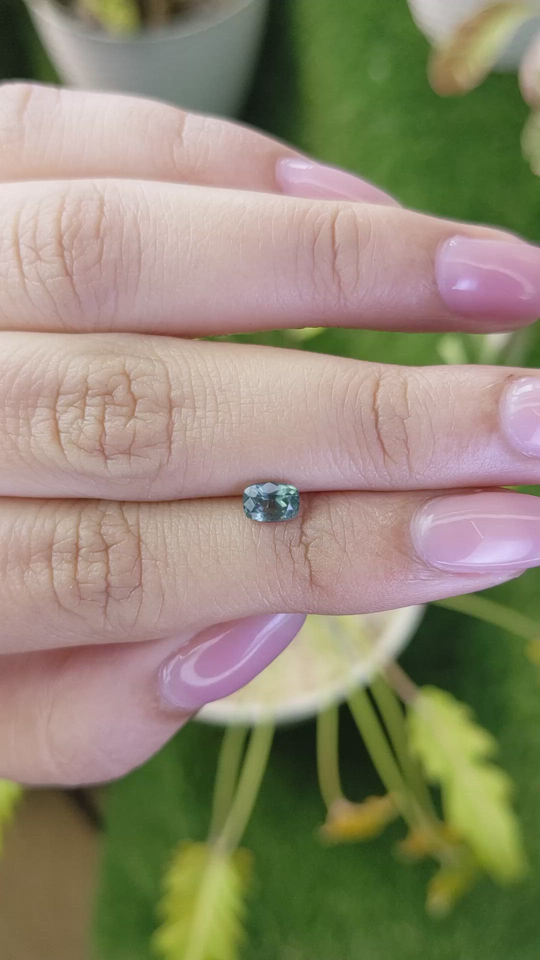 0.66 Ct. Bluish Green Sapphire from Ceylon (Sri Lanka) Size Video