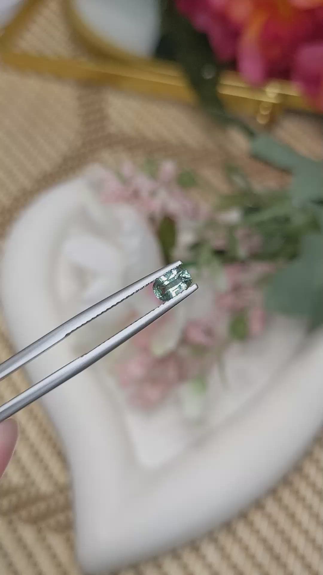 0.58 Ct. Green Sapphire from Ceylon (Sri Lanka) Size Video