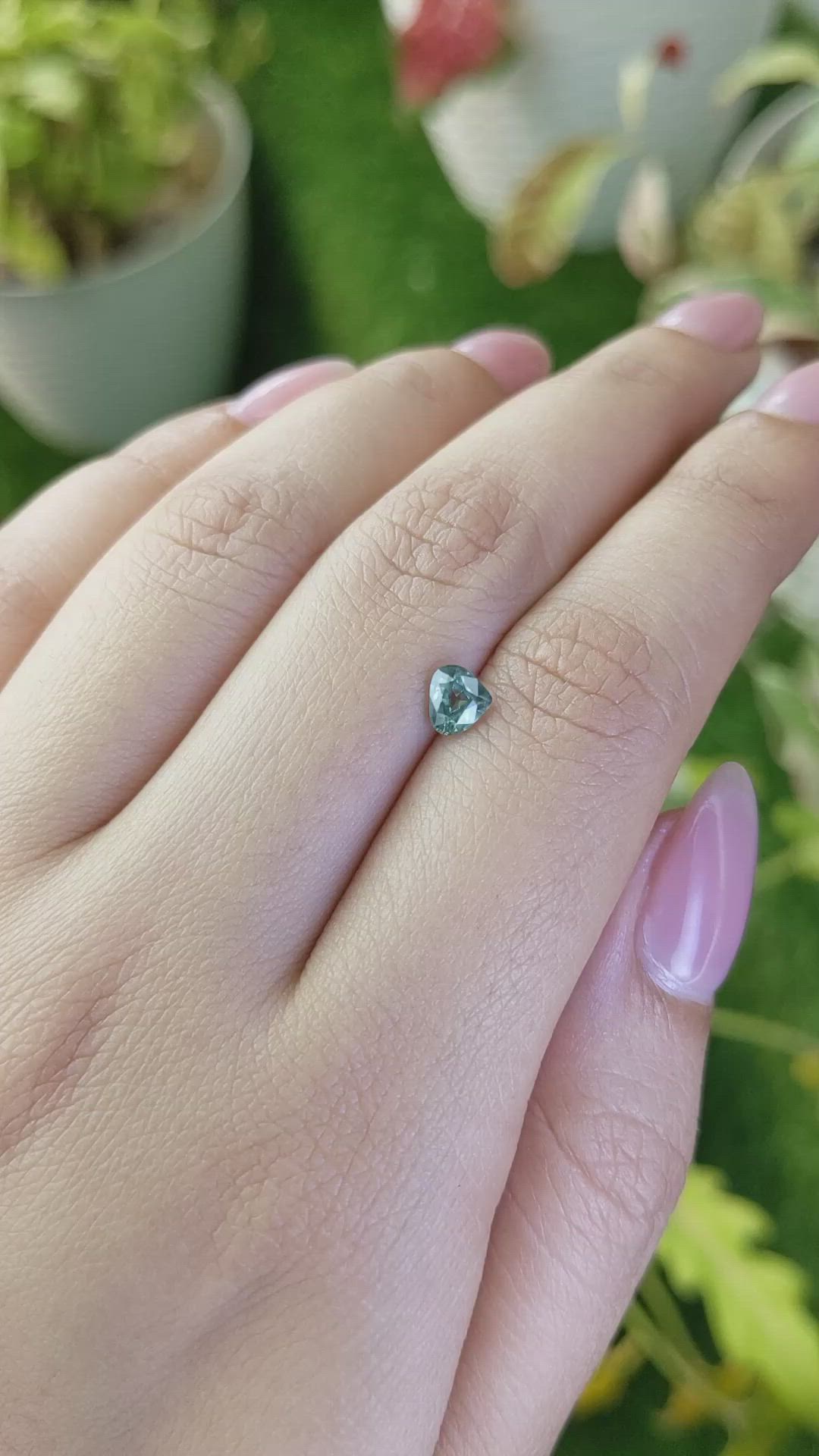 0.61 Ct. Bluish Green Sapphire from Ceylon (Sri Lanka) Size Video