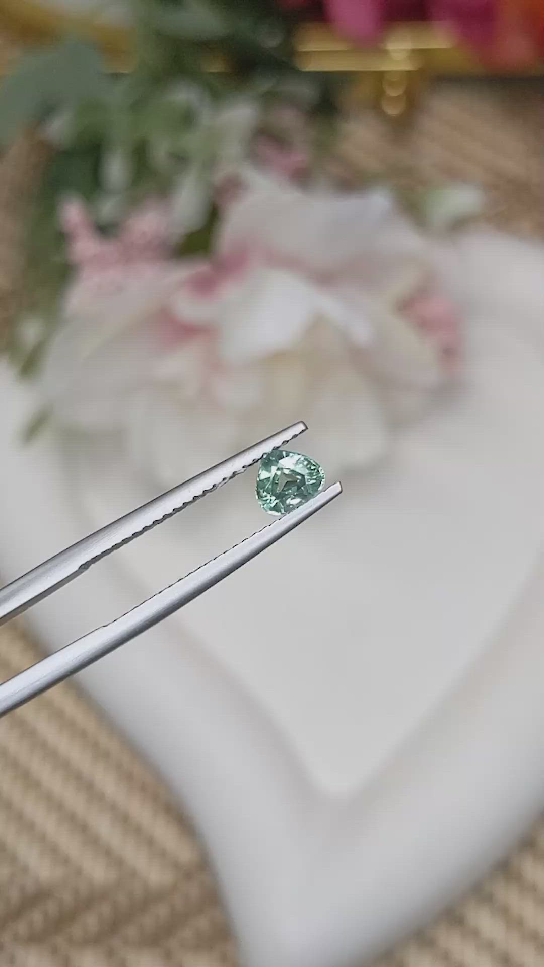0.61 Ct. Bluish Green Sapphire from Ceylon (Sri Lanka) Size Video