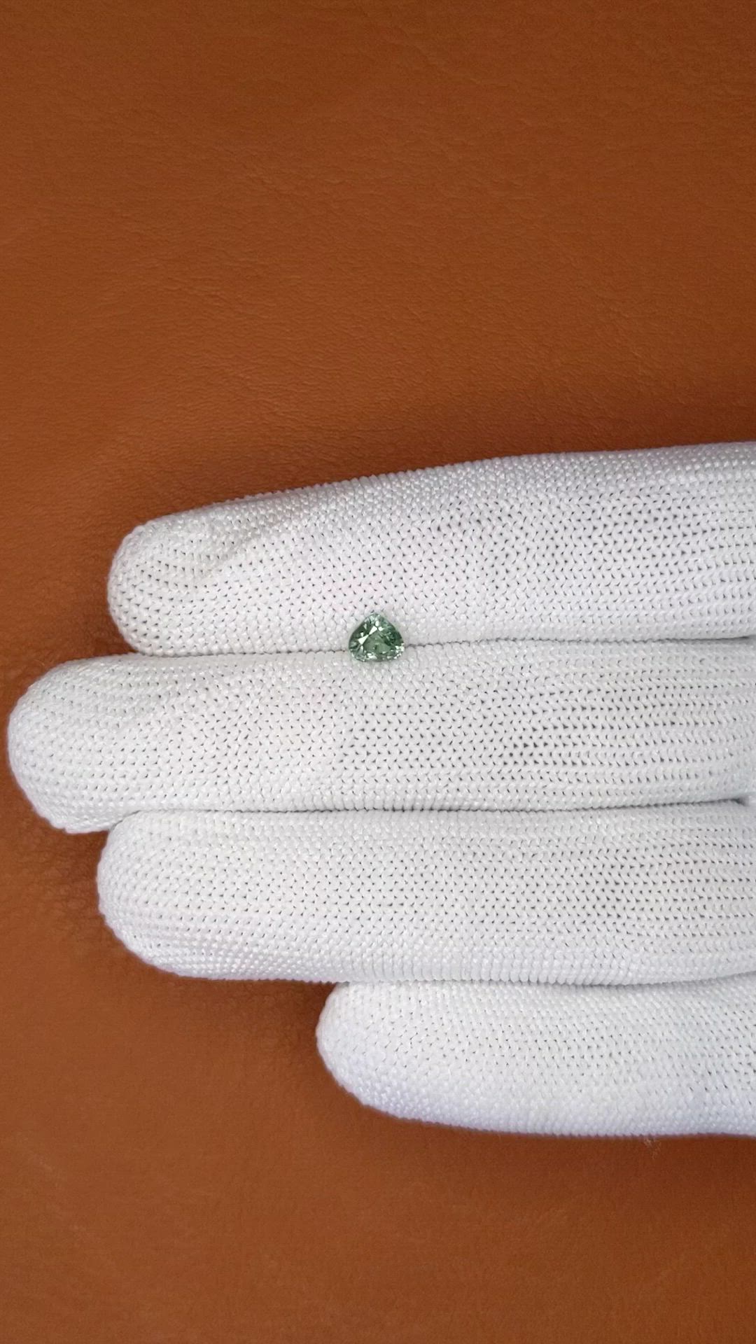0.61 Ct. Bluish Green Sapphire from Ceylon (Sri Lanka) Size Video