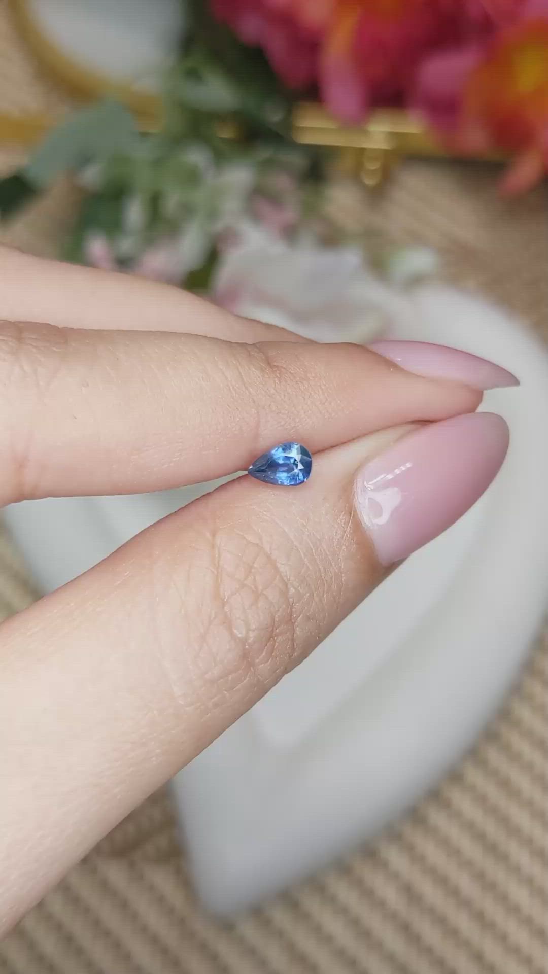 0.53 Ct. Greenish Blue Sapphire from Ceylon (Sri Lanka) Size Video