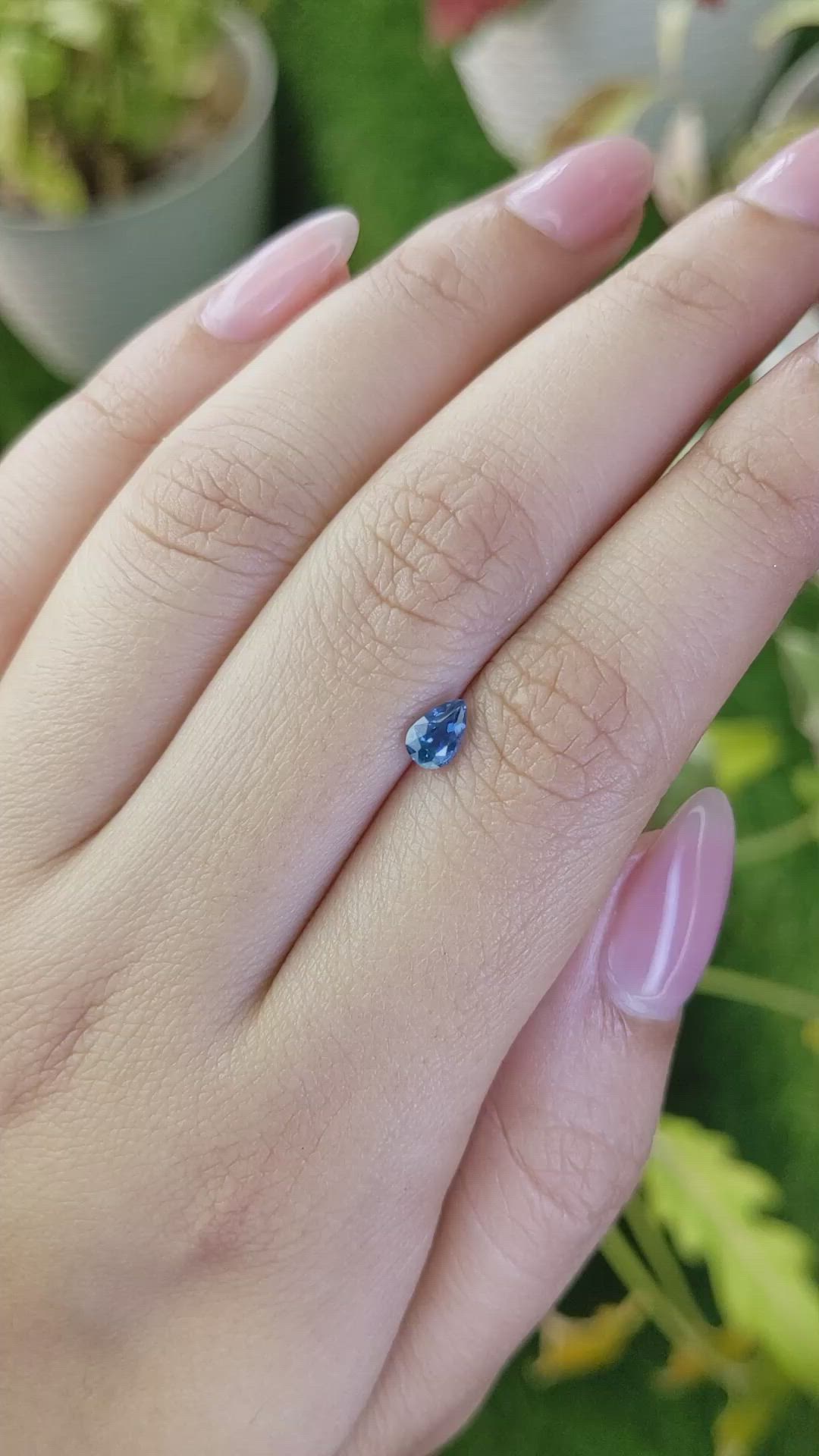 0.53 Ct. Greenish Blue Sapphire from Ceylon (Sri Lanka) Size Video