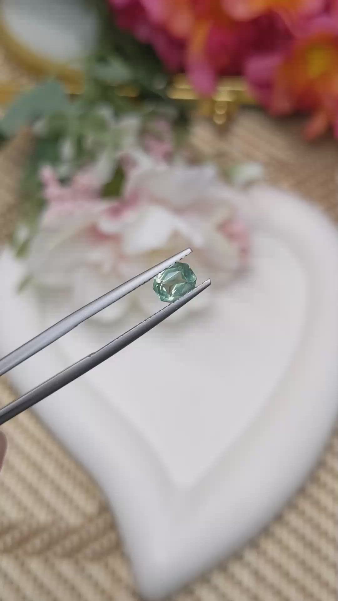 0.77 Ct. Bluish Green Sapphire from Ceylon (Sri Lanka) Size Video