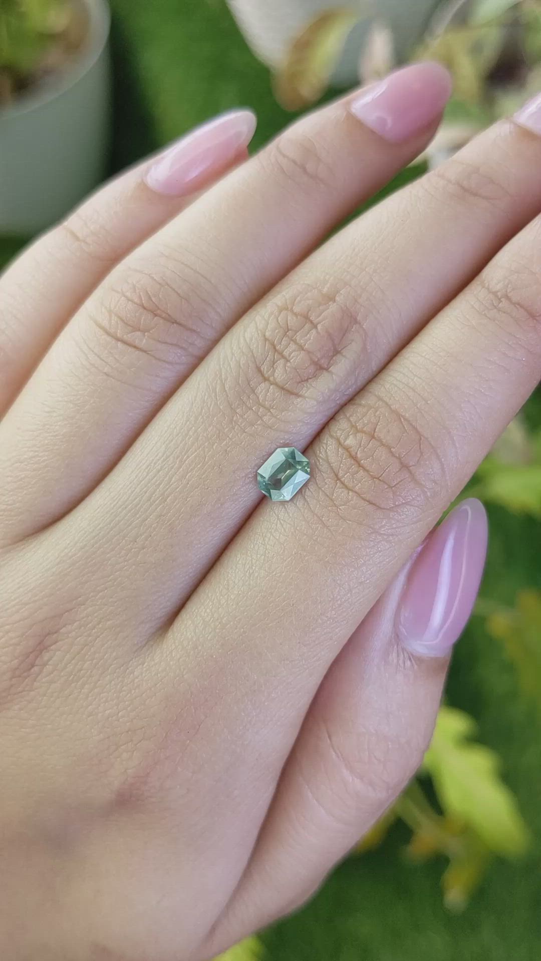 0.77 Ct. Bluish Green Sapphire from Ceylon (Sri Lanka) Size Video