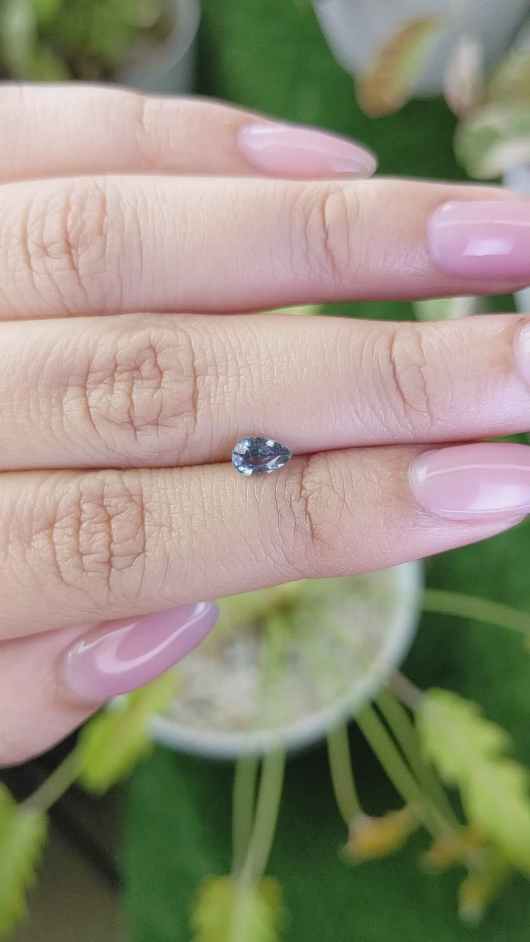 0.56 Ct. Greenish Blue Sapphire from Ceylon (Sri Lanka) Size Video