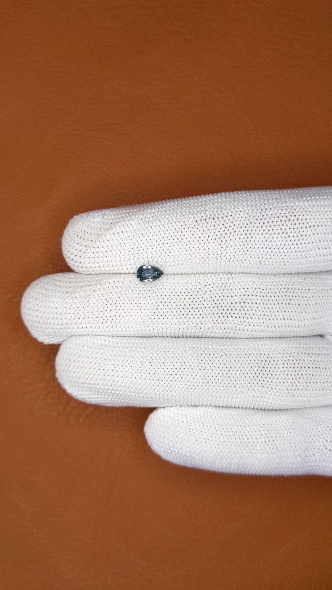 0.56 Ct. Greenish Blue Sapphire from Ceylon (Sri Lanka) Size Video