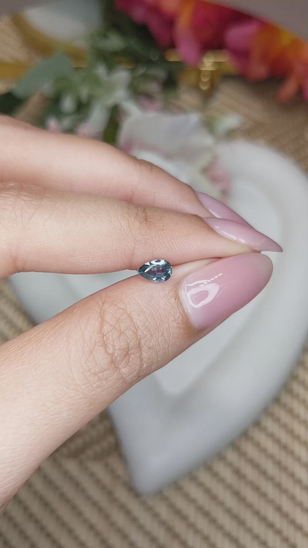 0.56 Ct. Greenish Blue Sapphire from Ceylon (Sri Lanka) Size Video