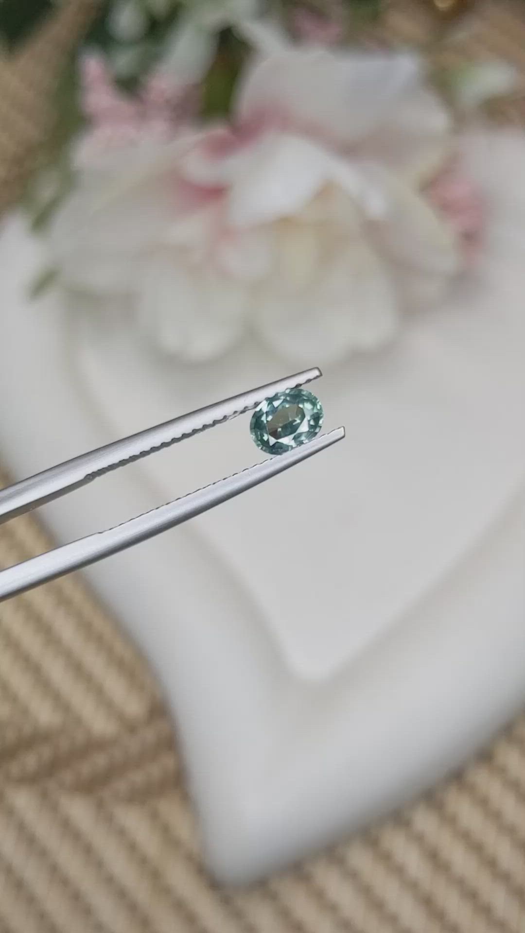 0.70 Ct. Bluish Green Sapphire from Ceylon (Sri Lanka) Size Video