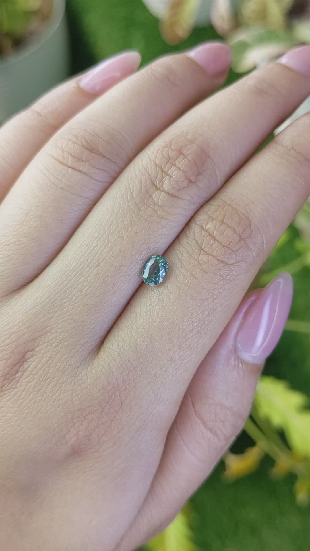 0.70 Ct. Bluish Green Sapphire from Ceylon (Sri Lanka) Size Video