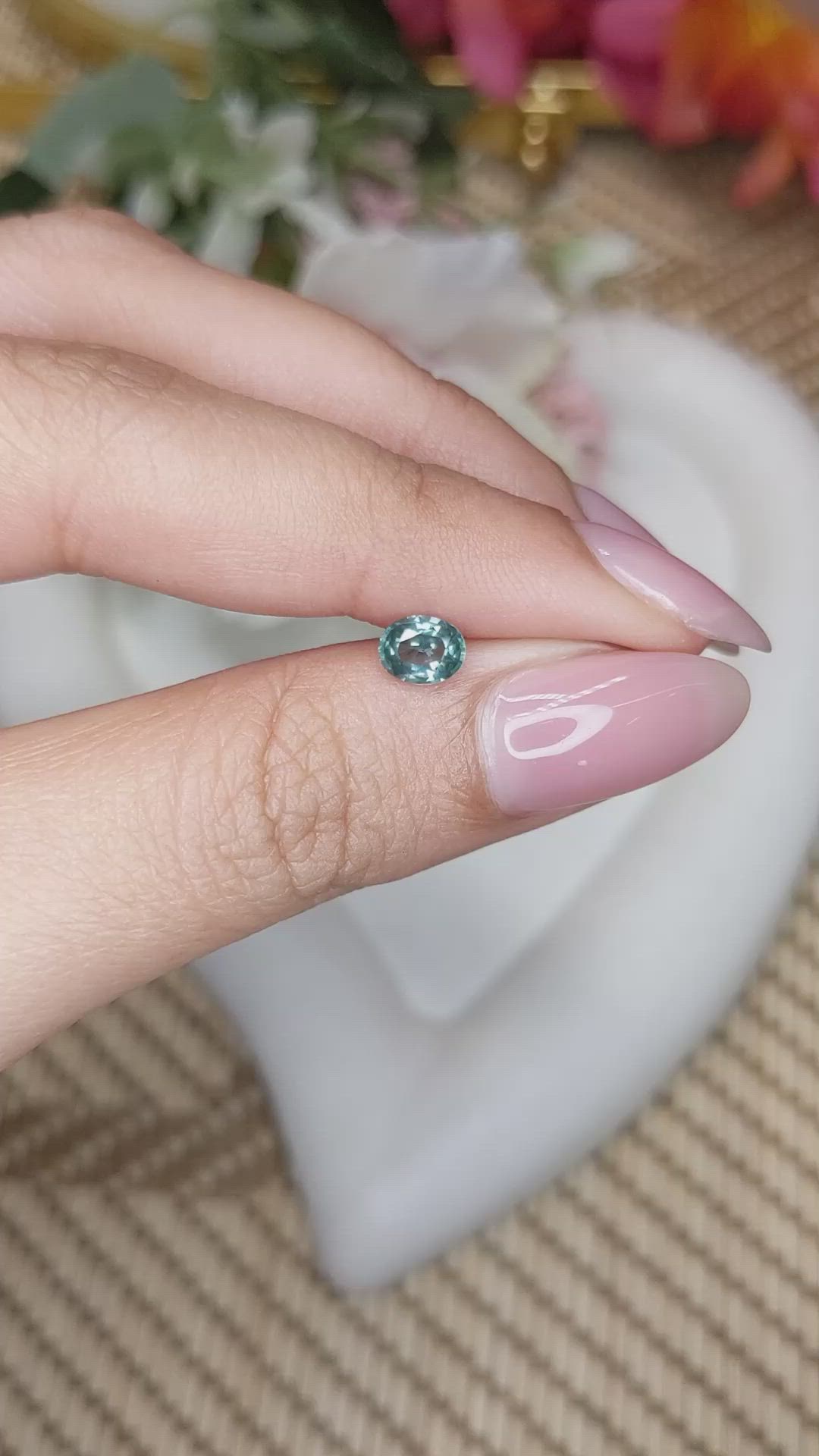 0.70 Ct. Bluish Green Sapphire from Ceylon (Sri Lanka) Size Video