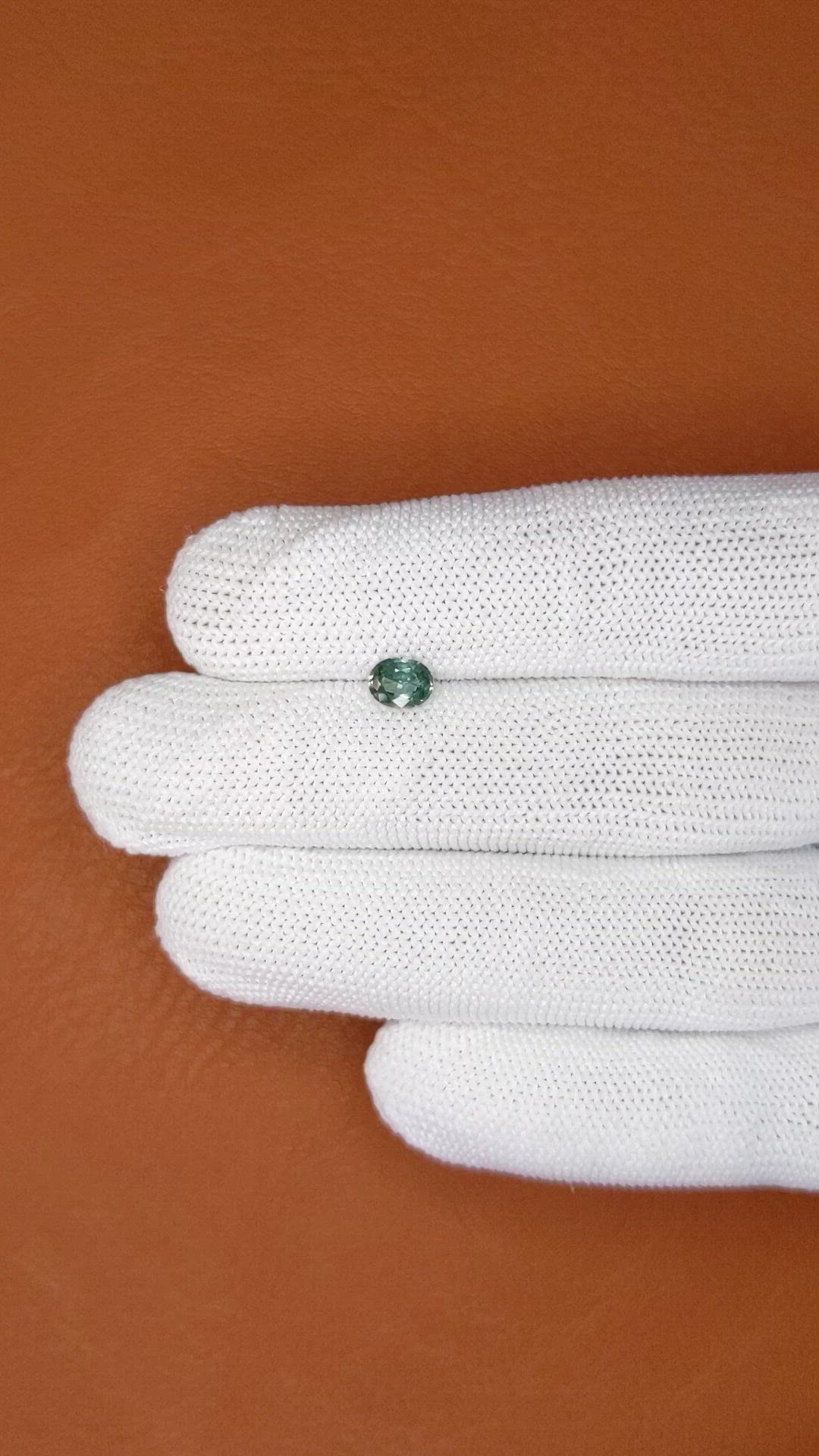 0.70 Ct. Bluish Green Sapphire from Ceylon (Sri Lanka) Size Video