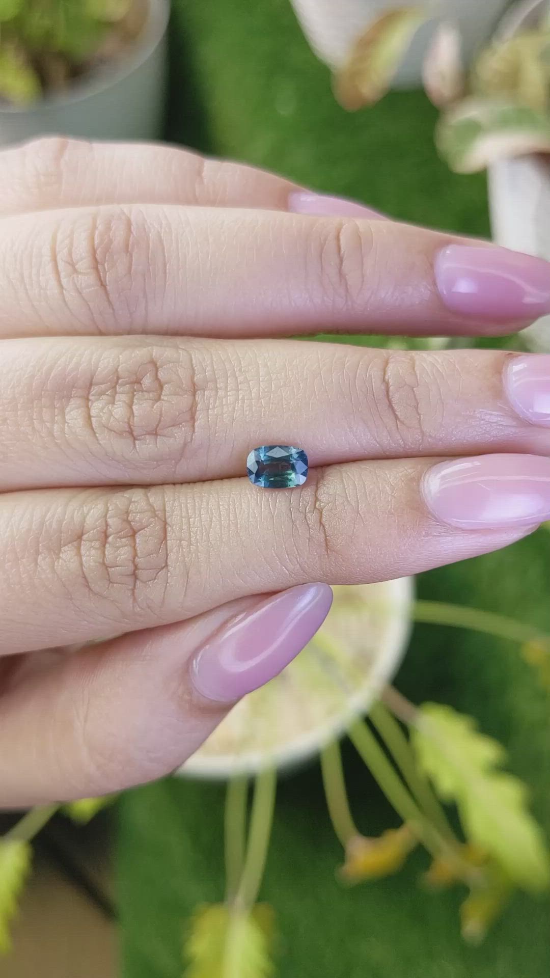 0.84 Ct. Greenish Blue Sapphire from Ceylon (Sri Lanka) Size Video