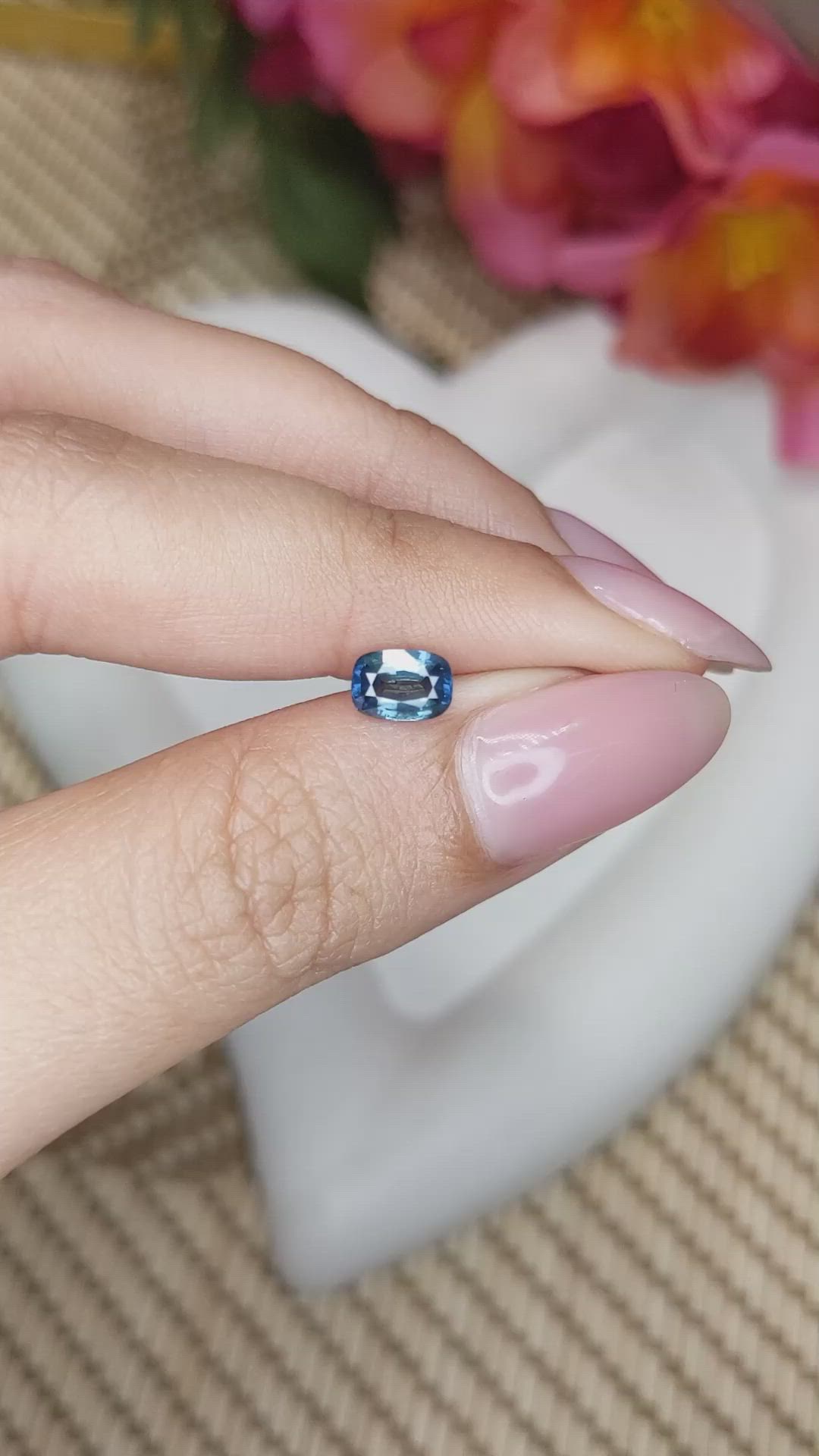 0.84 Ct. Greenish Blue Sapphire from Ceylon (Sri Lanka) Size Video