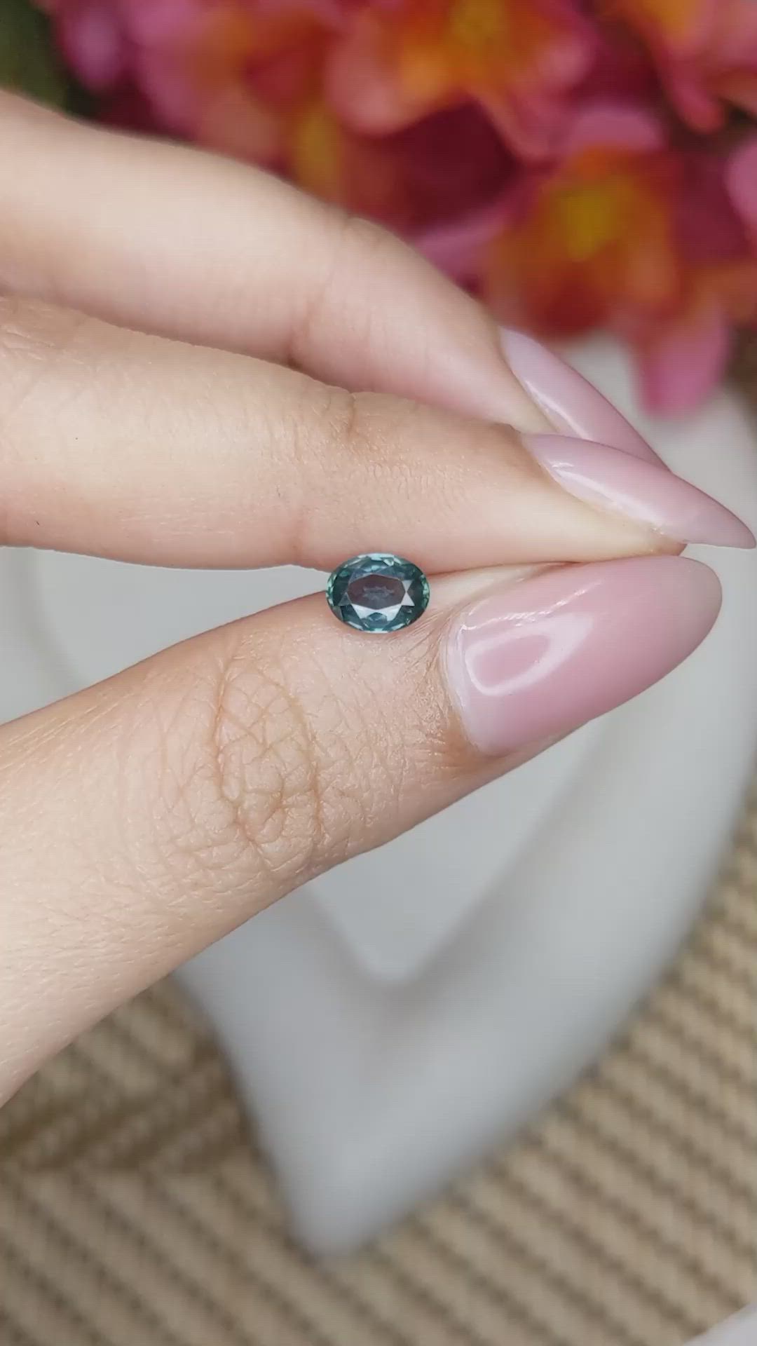 0.86 Ct. Bluish Green Sapphire from Ceylon (Sri Lanka) Size Video