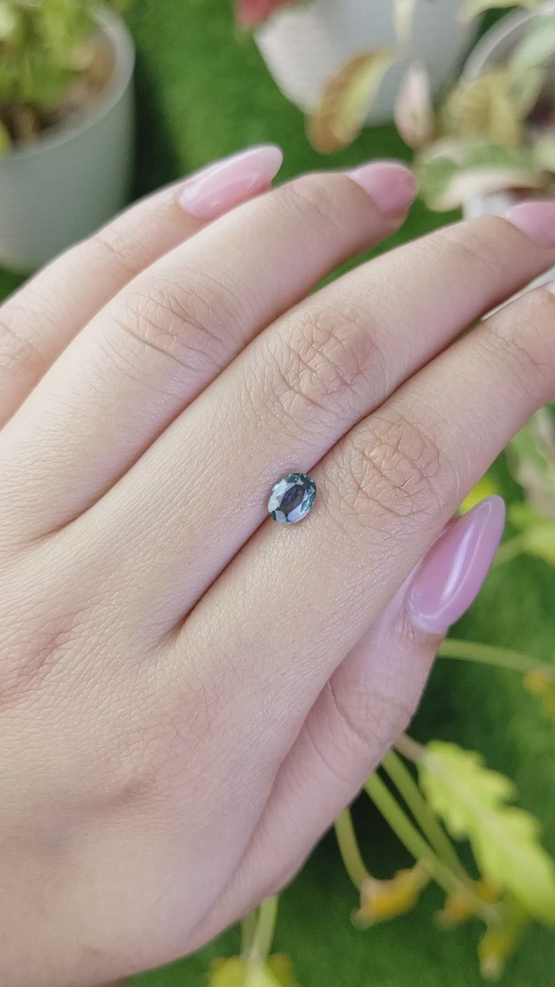 0.86 Ct. Bluish Green Sapphire from Ceylon (Sri Lanka) Size Video