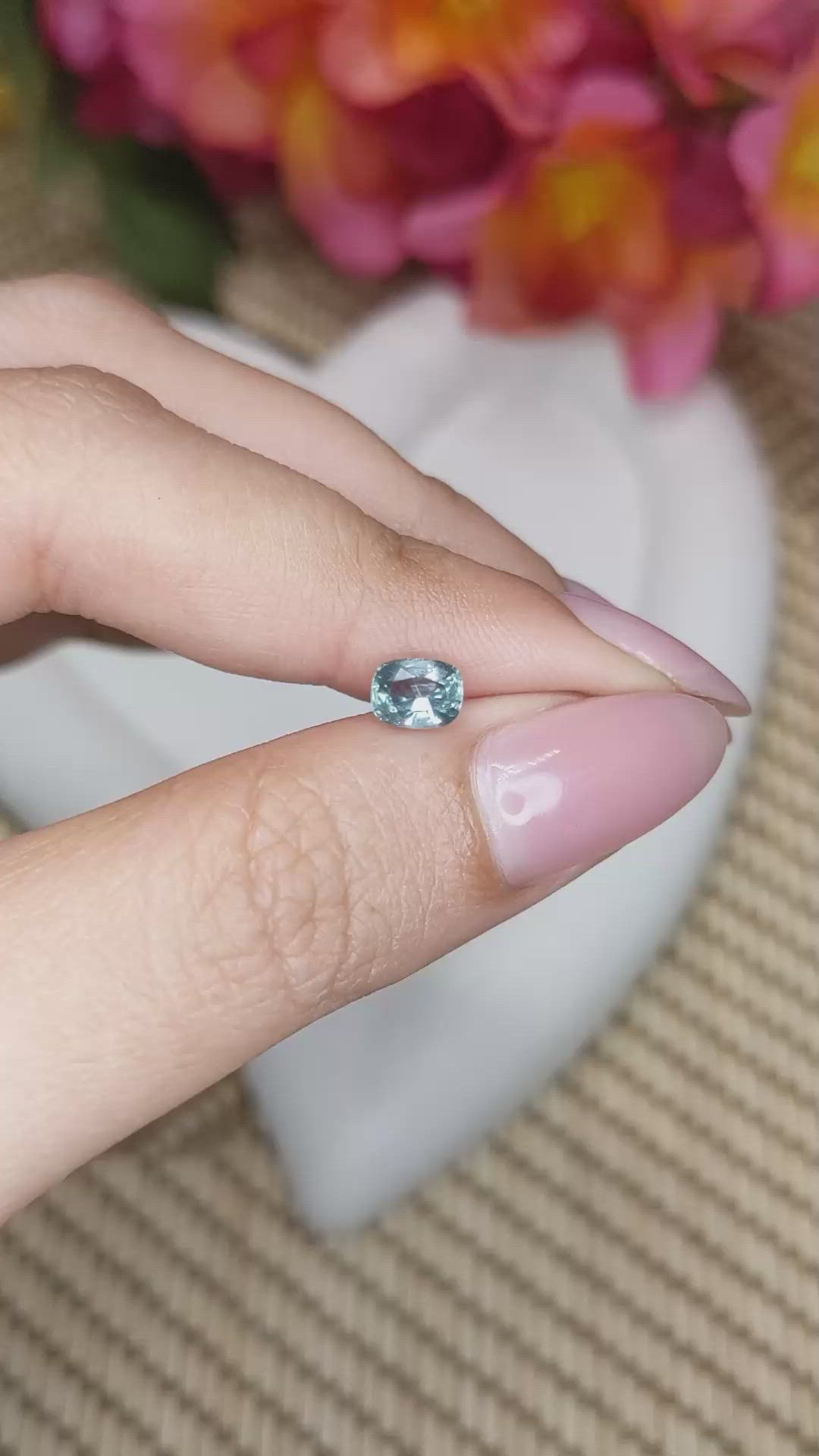 0.87 Ct. Bluish Green Sapphire from Ceylon (Sri Lanka) Size Video
