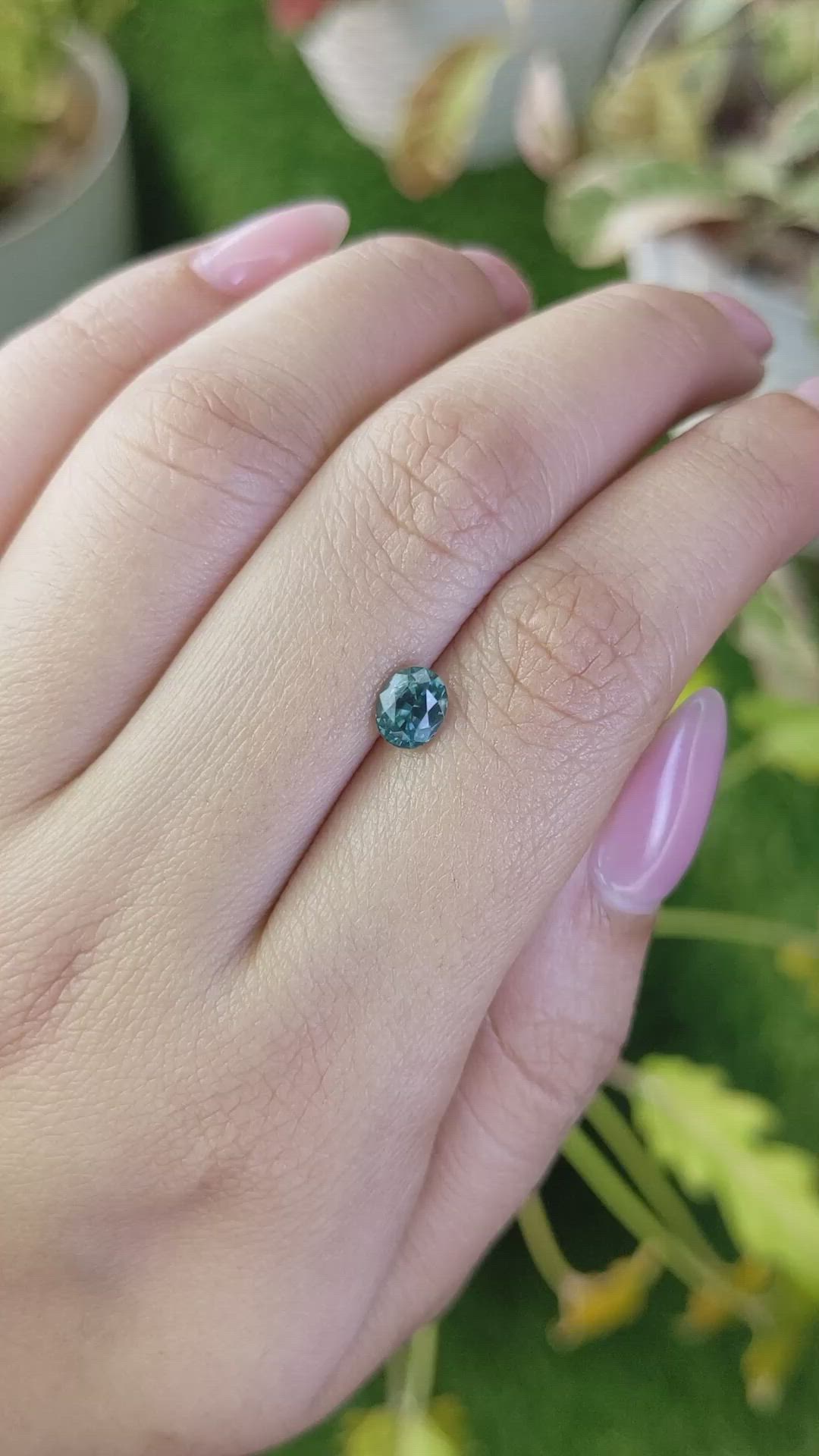 0.77 Ct. Greenish Blue Sapphire from Ceylon (Sri Lanka) Size Video